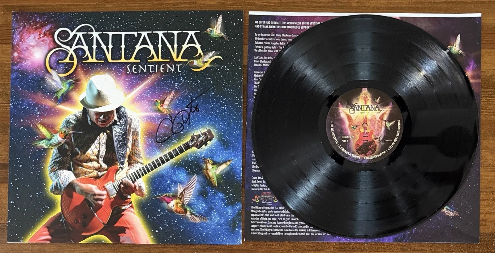 Carlos Santana SIGNED Sentient Album Record Cover & Vinyl PSA DNA COA Autograph, изображение 4