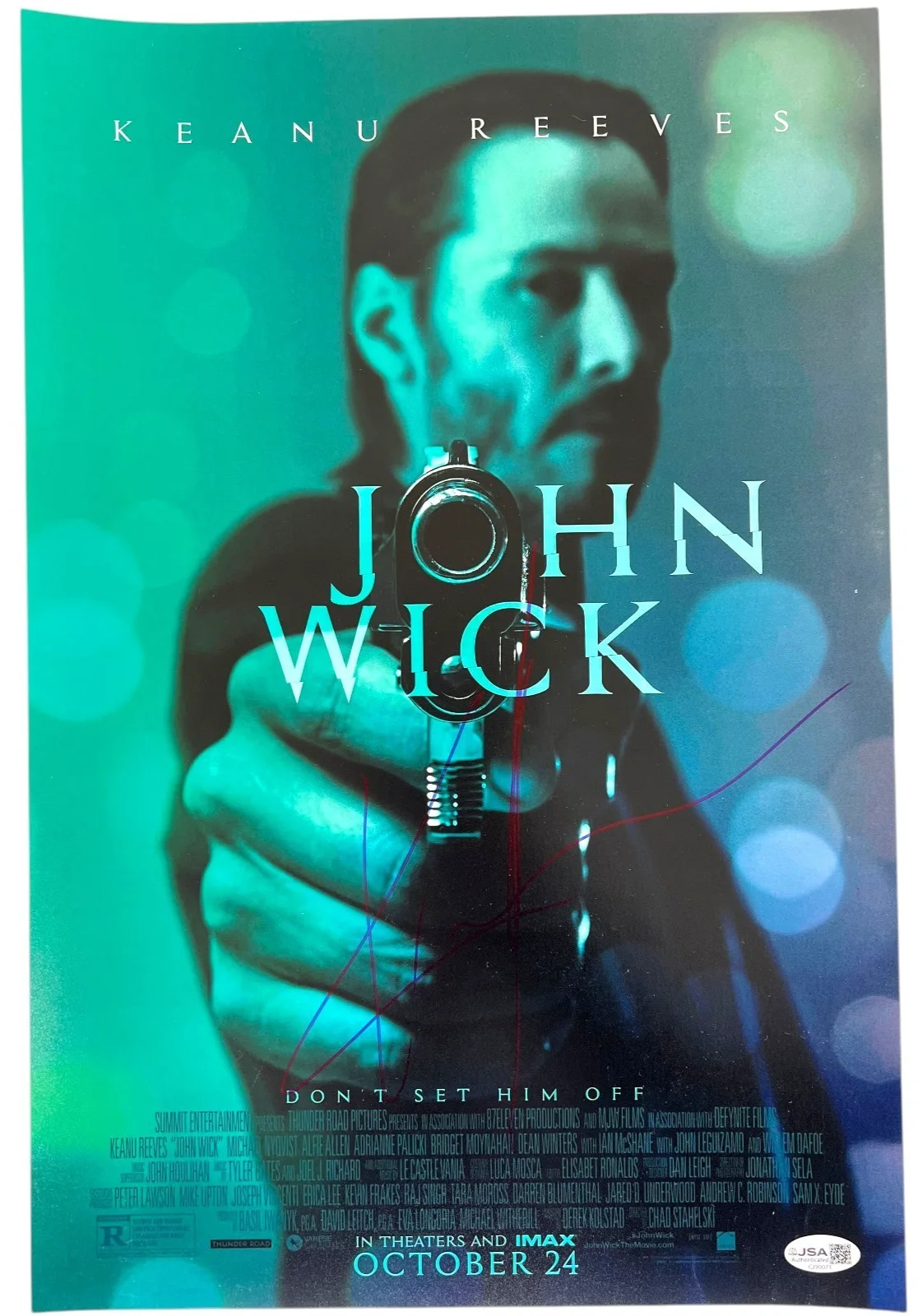 KEANU REEVES — KEANU REEVES SIGNED AUTOGRAPHED JOHN WICK 12X18 MOVIE POSTER PHOTO JSA COA