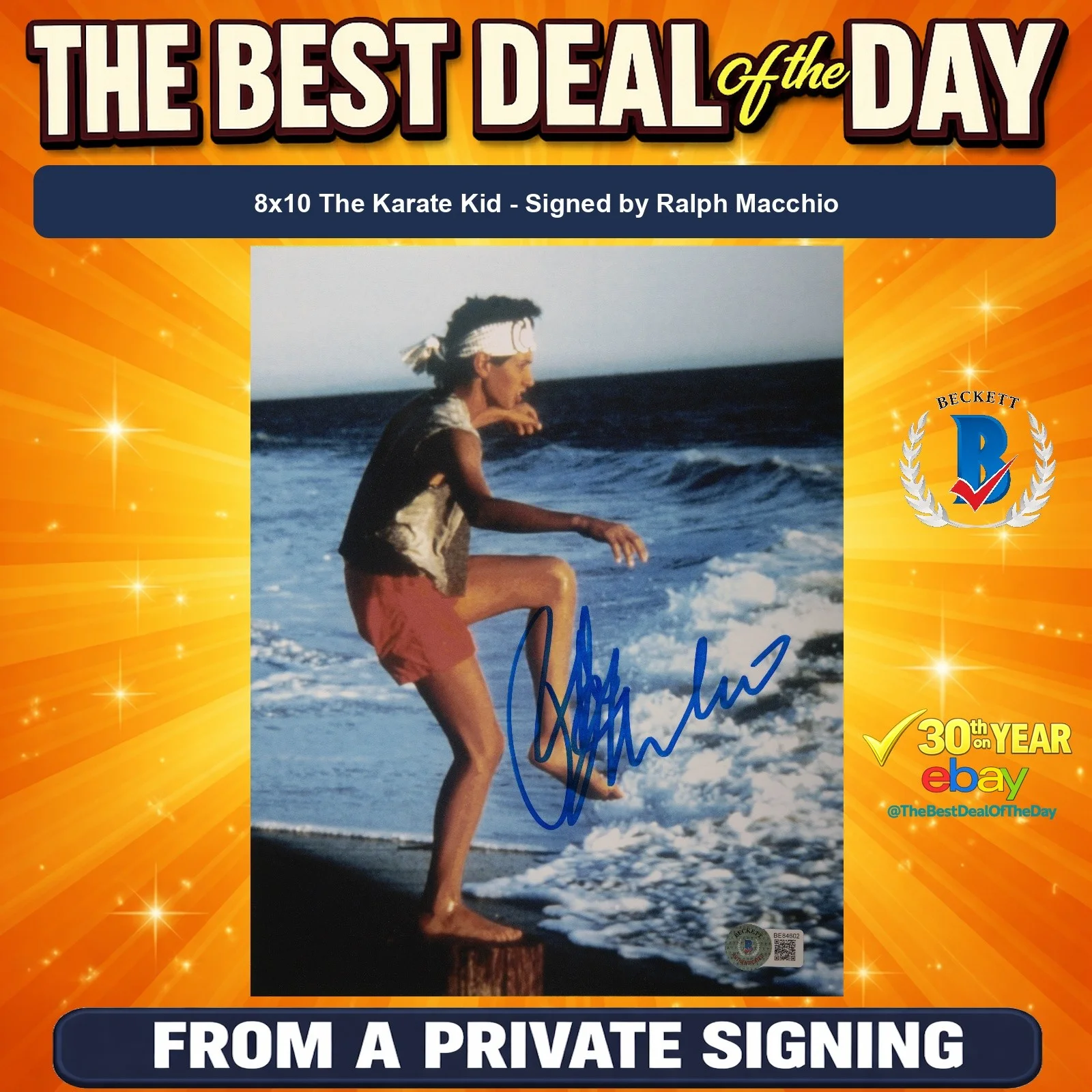Ralph Macchio — Ralph Macchio Signed 8x10 Photo w/Waves Beckett COA from Private Signing