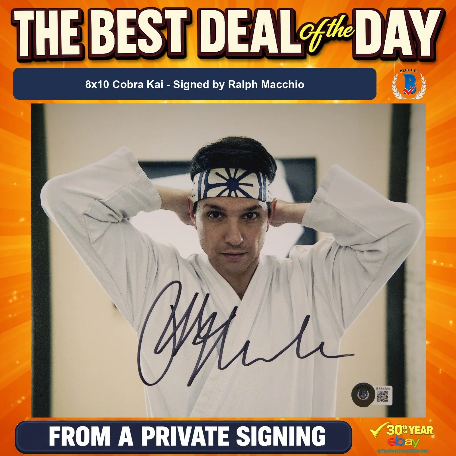 Ralph Macchio — Ralph Macchio Signed 8x10 Photo Beckett COA from Private Signing