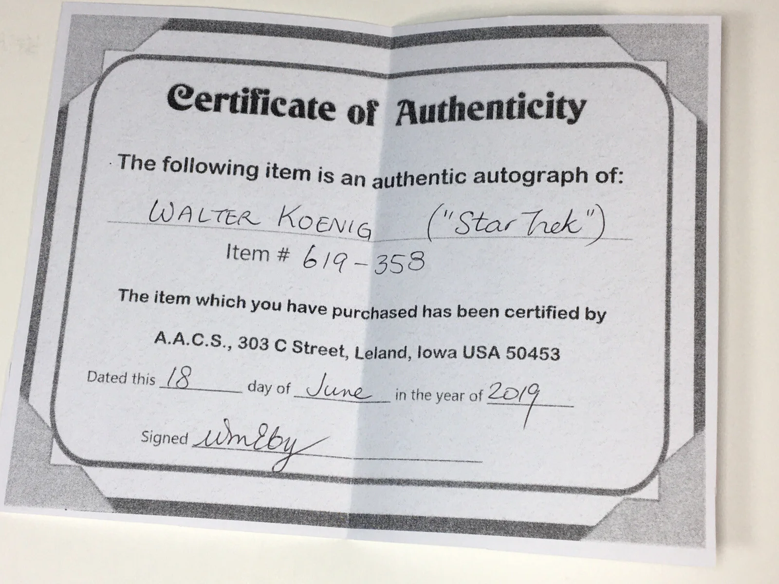 Walter Koenig — Star Trek WALTER KOENIG Pavel Chekov Autographed Signed AUTO Card W/ Photo W/COA, изображение 5