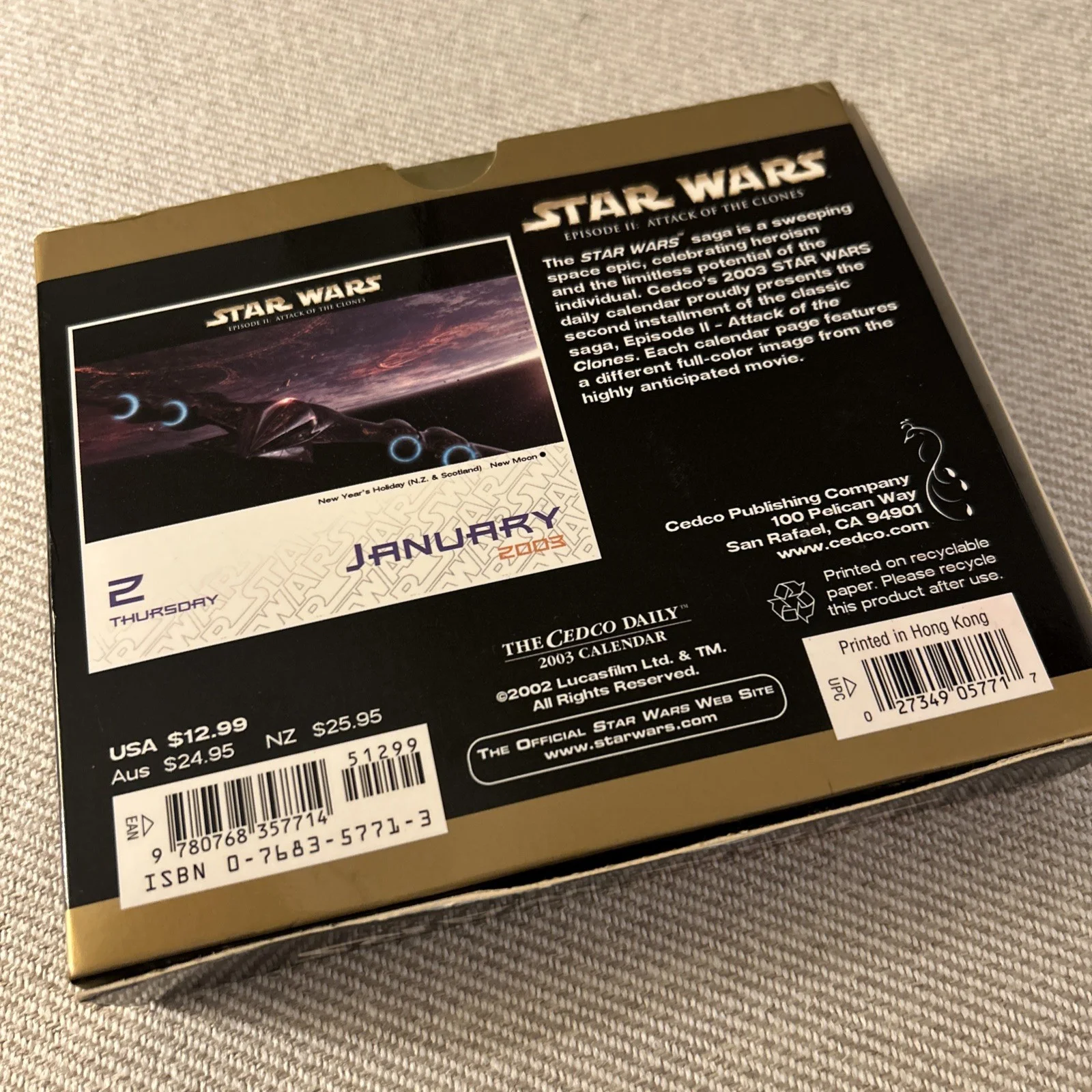 Star Wars 2003 Desk Calendar- episode 2 attack of the clones - UNUSED, изображение 2