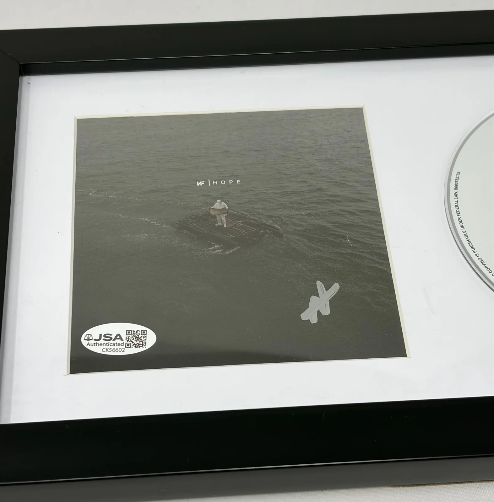NF signed Hope CD Cover Framed JSA COA, image 2