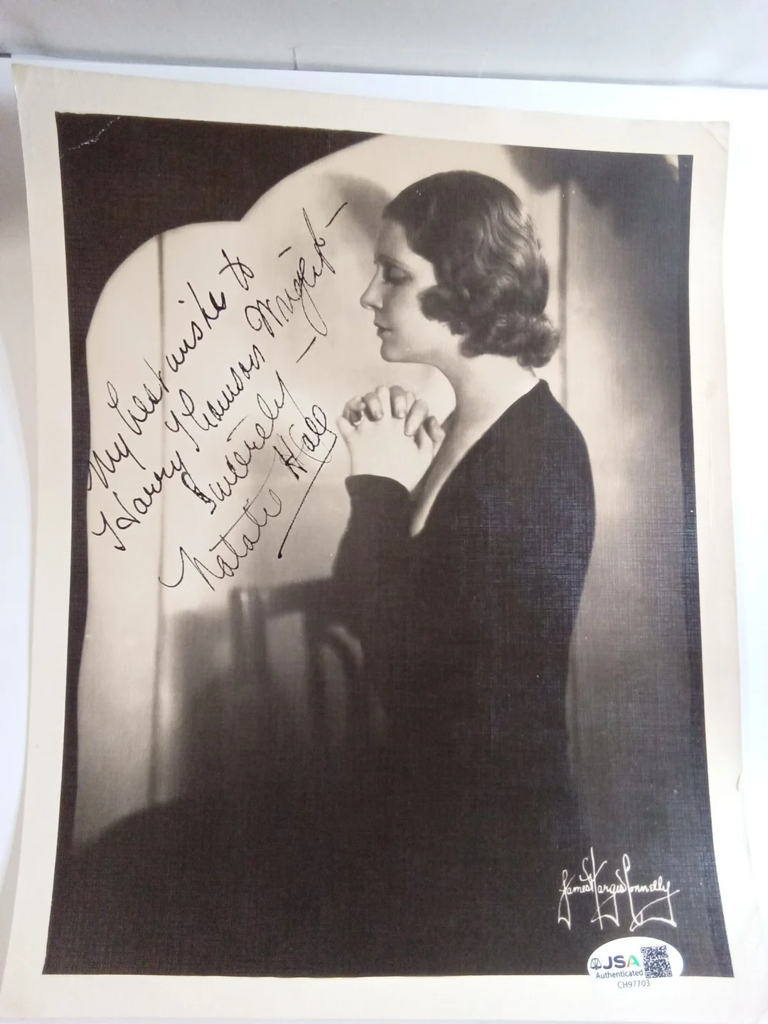 Natalie Hall Actress Signed Inscribed Vintage 8x10 B&W Photo RARE! JSA, изображение 2
