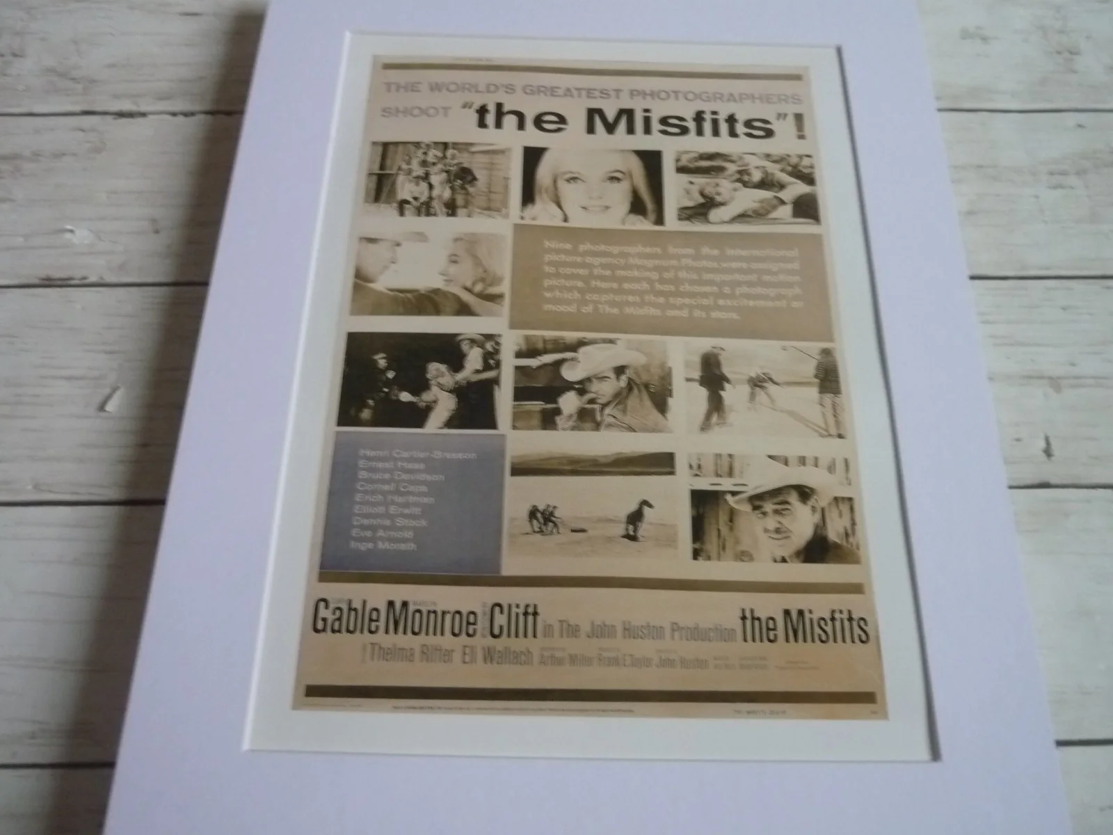 14x11 mounted framed poster Film the misfits clark gable marily monroe clift, изображение 2