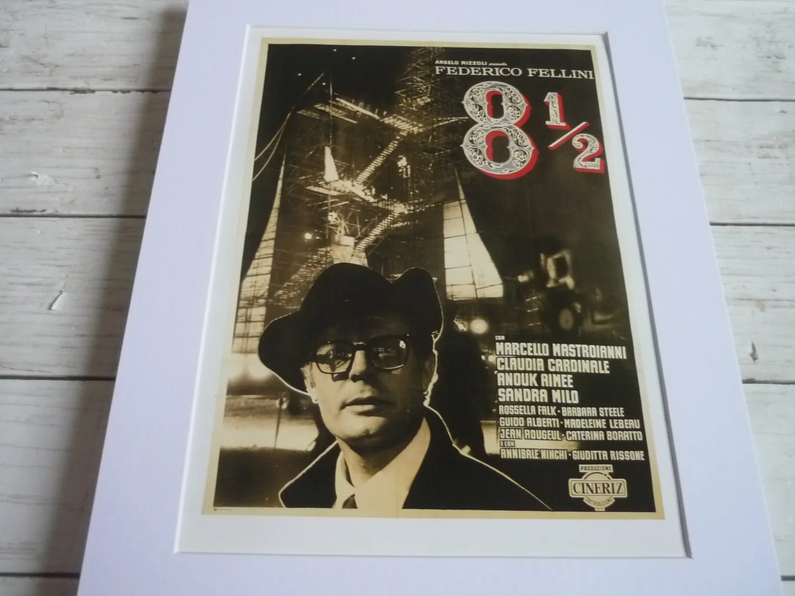 14x11 mounted poster Film framed 8 1/2 federico fellini french version, изображение 2