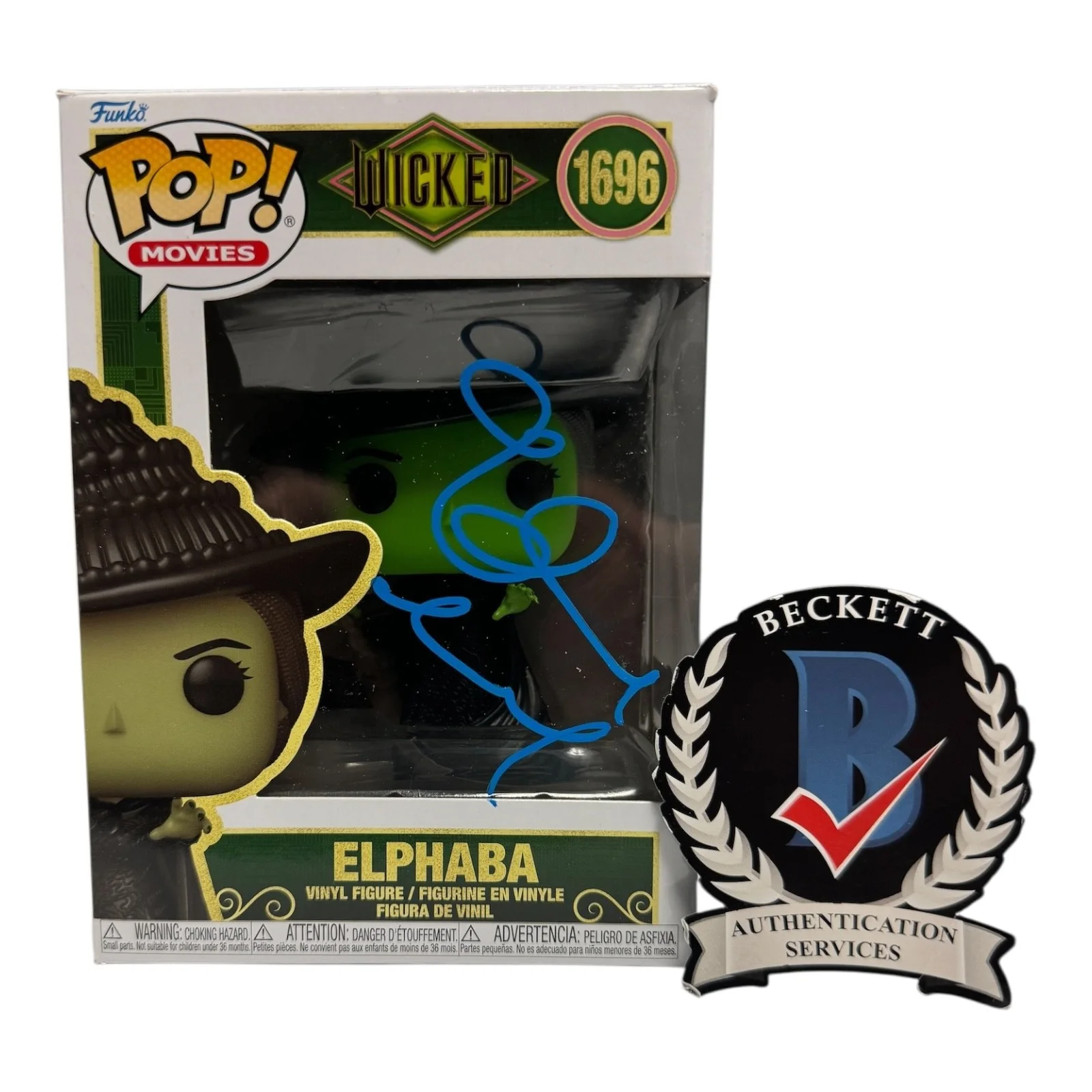 IDINA MENZEL — IDINA MENZEL SIGNED AUTOGRAPH FUNKO POP 1696 WICKED BECKETT BAS COA ELPHABA