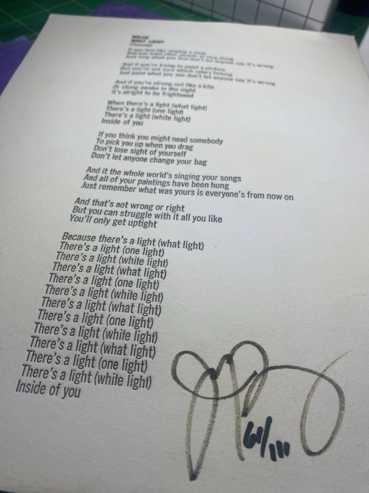 Wilco Sky Blue Sky Era Signed Lyrics On Cardstock Autographed By Jeff Tweedy, изображение 2