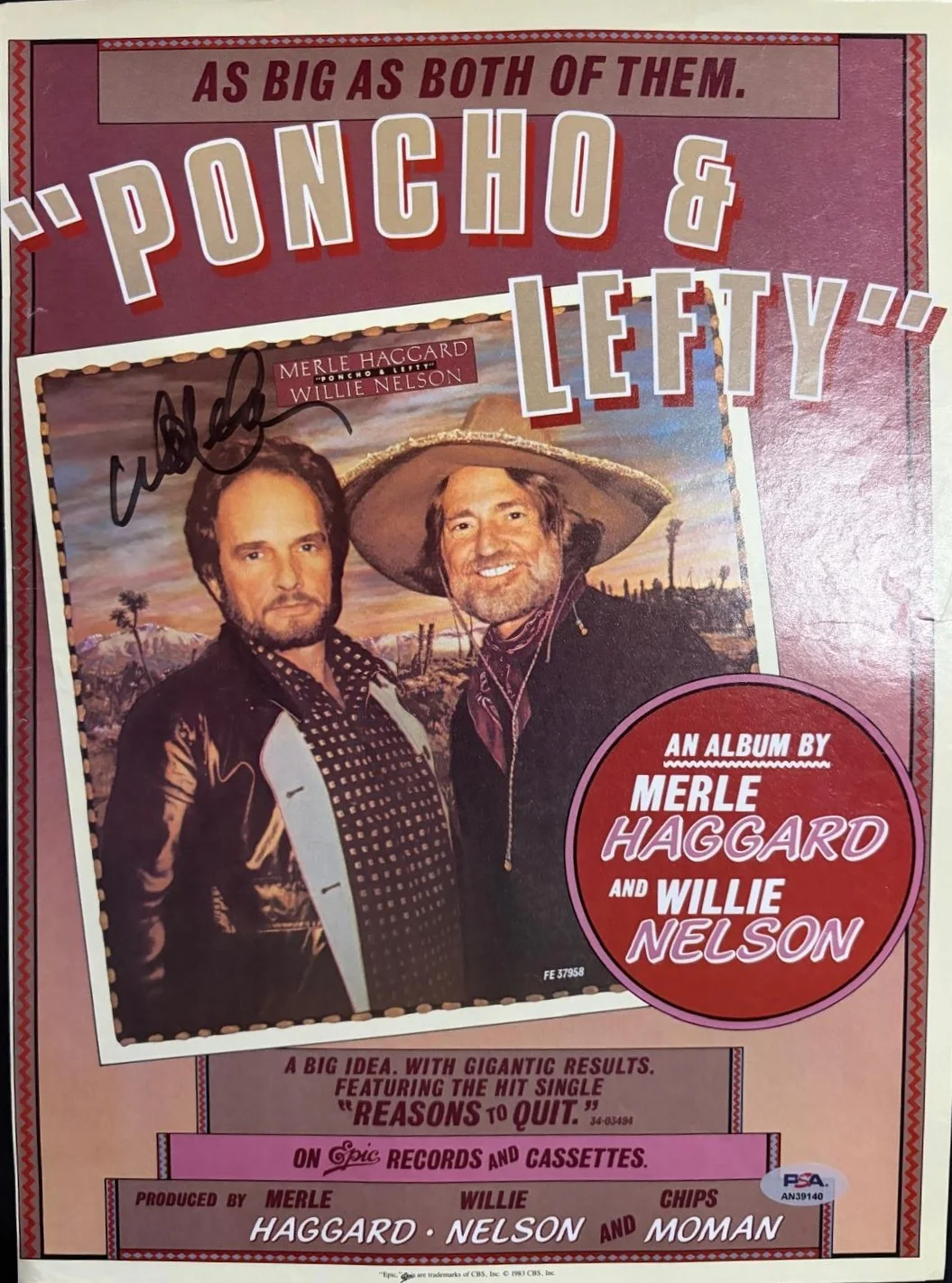 Willie Nelson — WILLIE NELSON SIGNED AUTOGRAPHED 11X14 MAGAZINE PHOTO PONCHO & LEFTY VINTAGE PSA