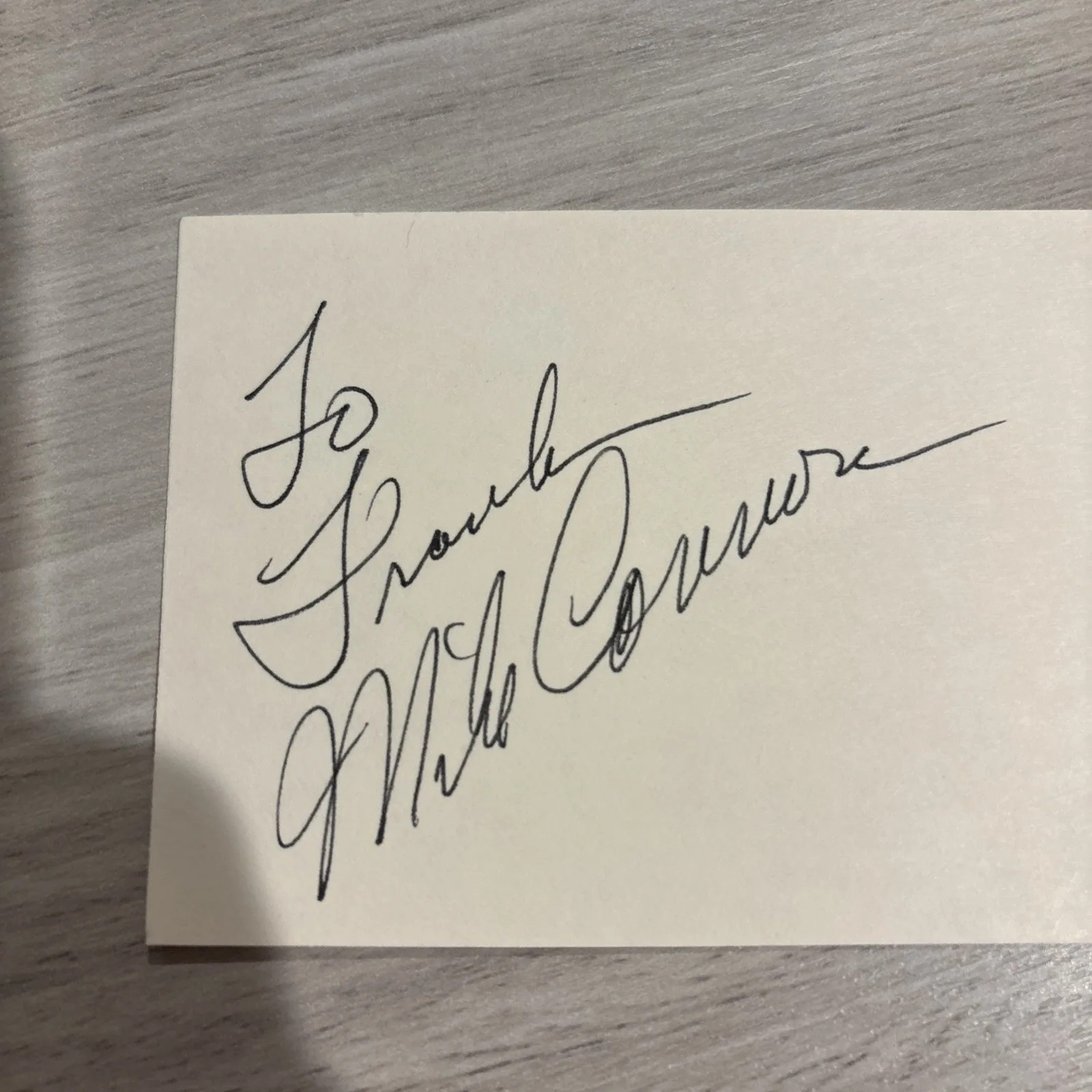 MIKE CONNORS Signed Index Card Authentic Autograph Mannix, image 2