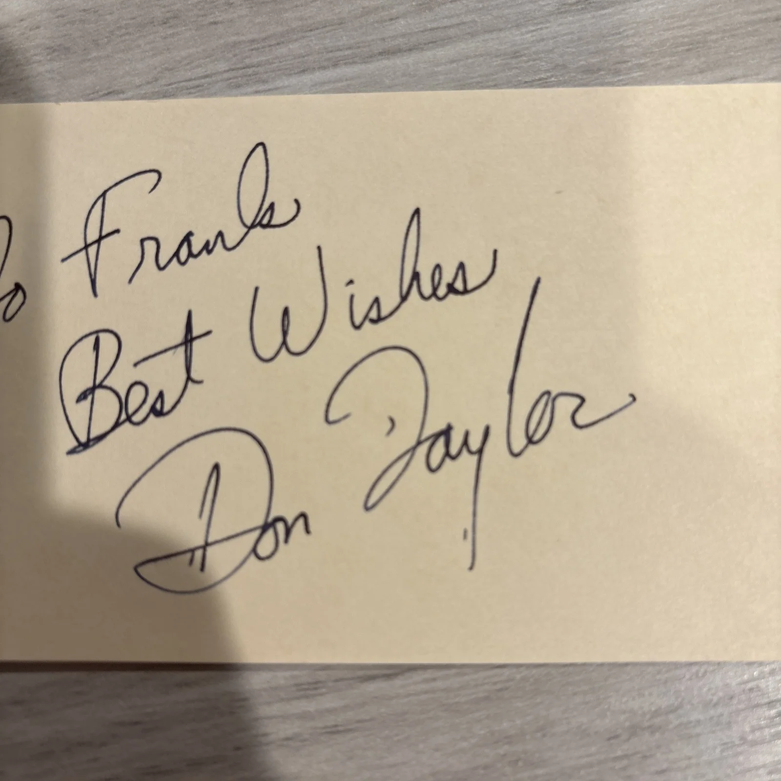 Don Taylor D.1998 Director Signed 3" x 5" Index Card, image 2