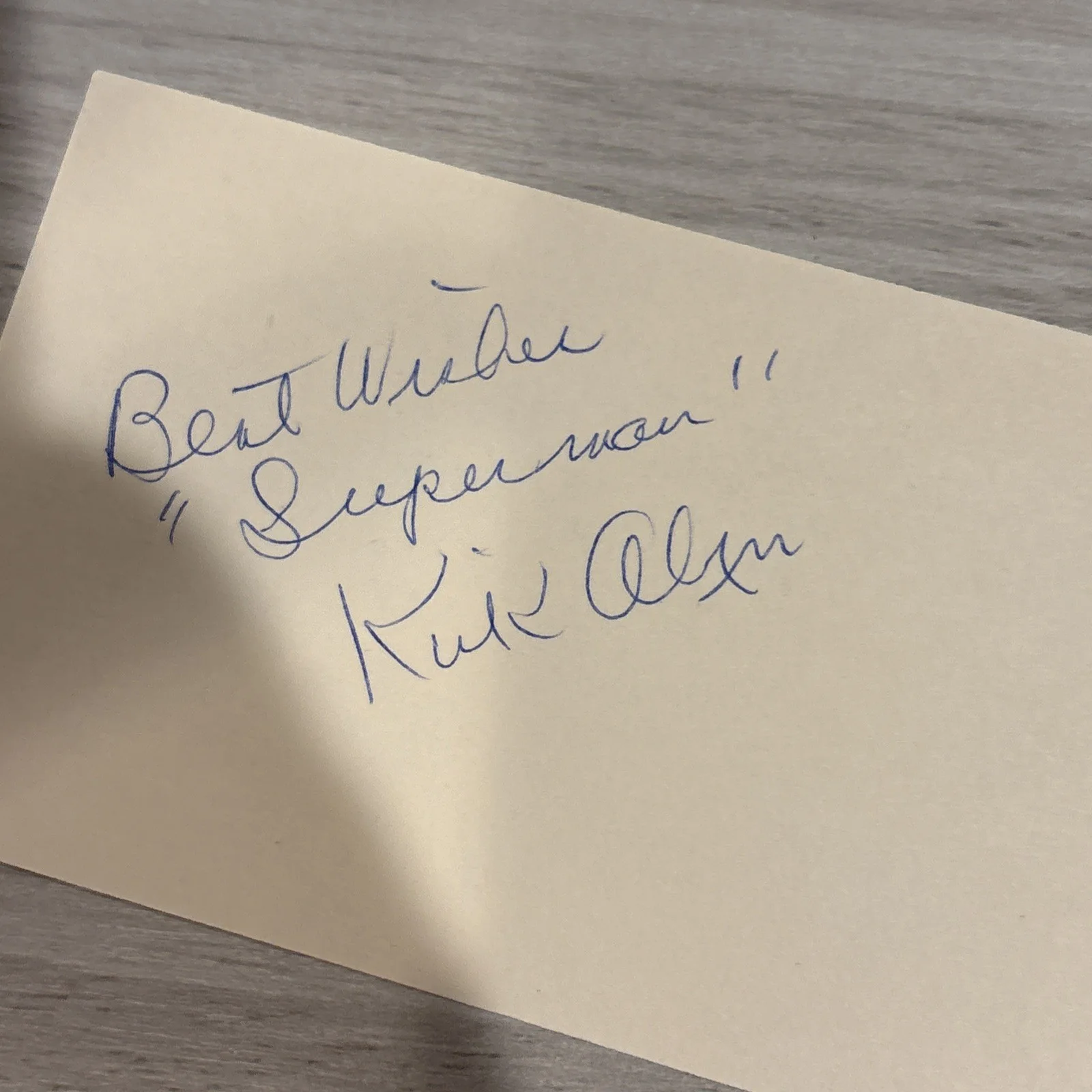 Kirk Alyn Signed Inscribed Index Card Superman w/COA, image 2