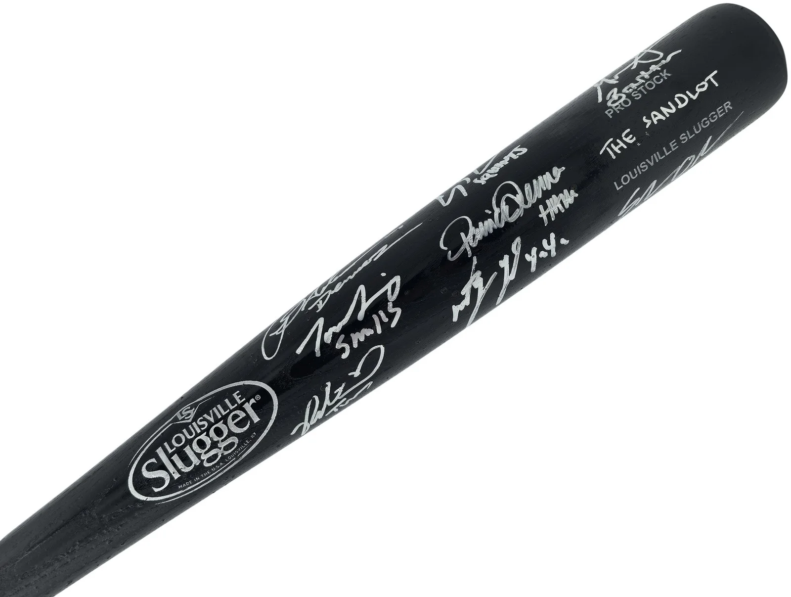 The Sandlot Cast — The Sandlot Movie Cast Auto Black L Slugger Baseball Bat 8 Sigs Beckett Witness