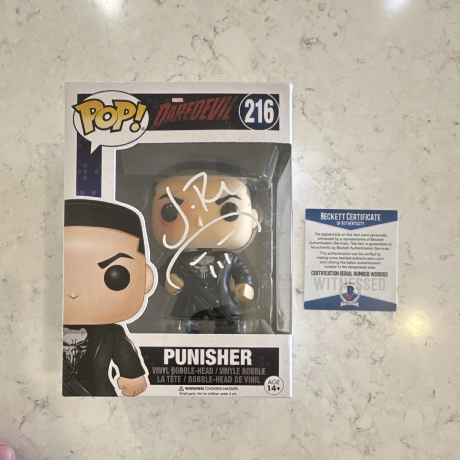 Jon Bernthal — Funko Pop! Marvel Daredevil Punisher #216 Signed Beckett Authenticated, image 5