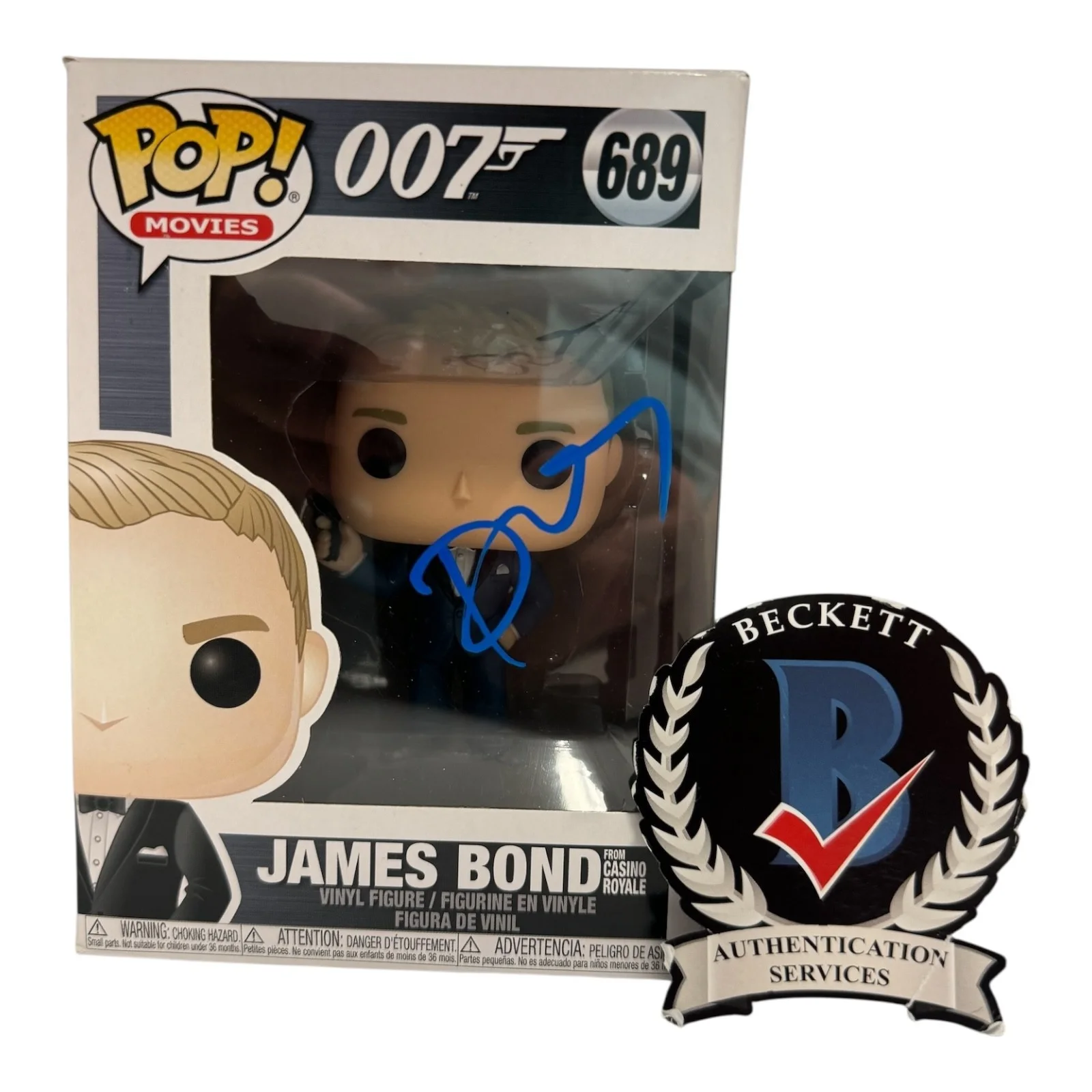 DANIEL CRAIG — DANIEL CRAIG SIGNED AUTOGRAPH JAMES BOND FUNKO POP 689 BECKETT BAS COA 007