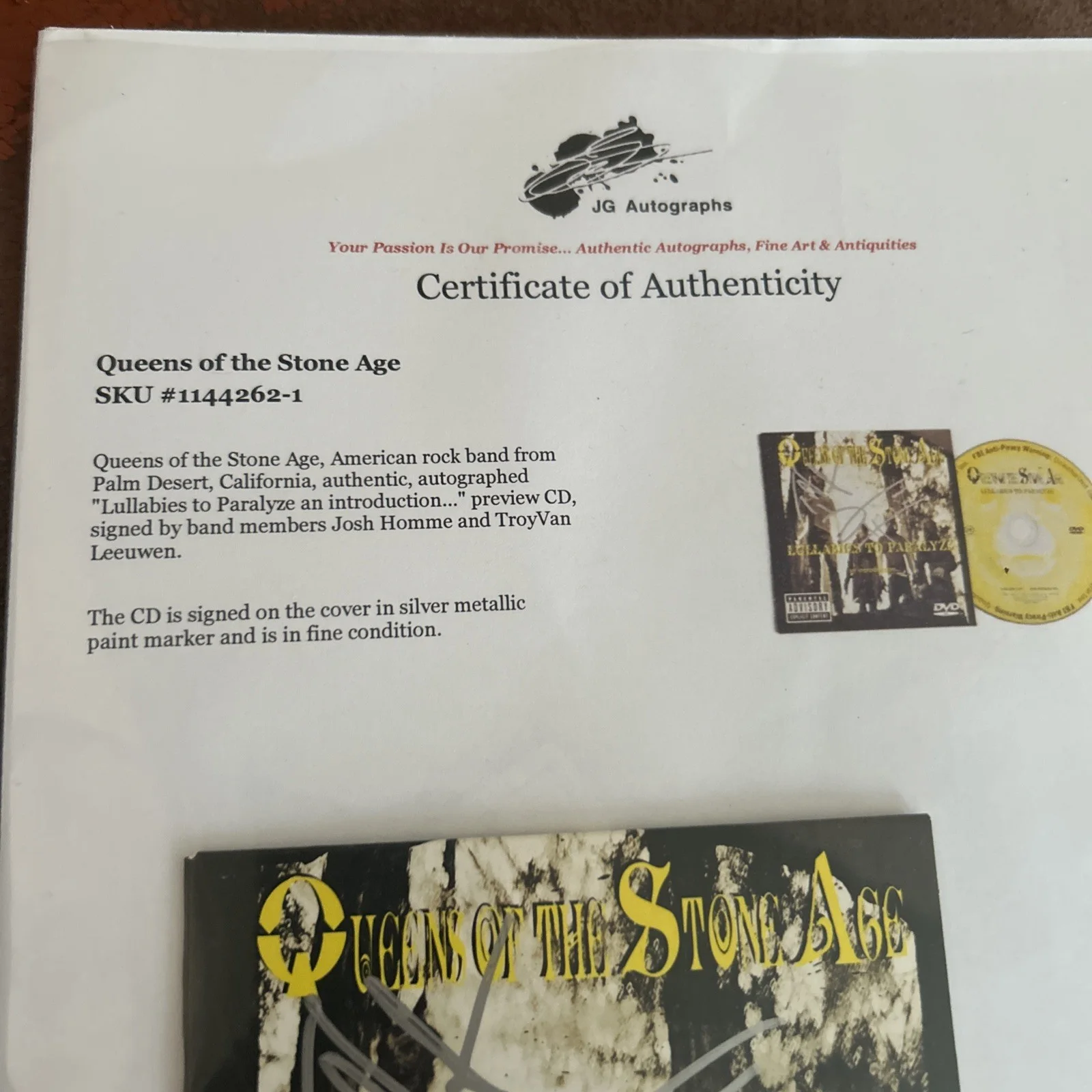 Queens Of The Storage Signed Cd Sleeve Homme Leeuwen COA, image 3