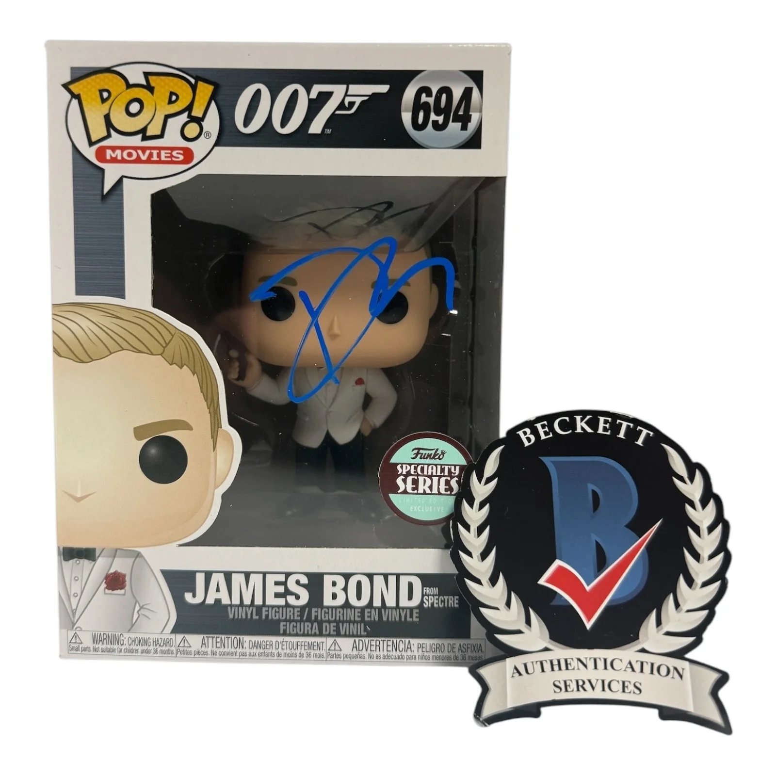 DANIEL CRAIG — DANIEL CRAIG SIGNED AUTOGRAPH JAMES BOND FUNKO POP 694 BECKETT BAS COA 007