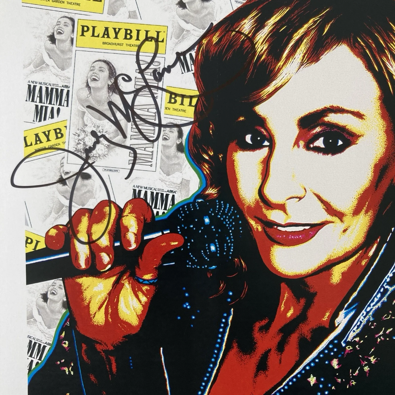 Judy McLane — Judy McLane Signed 8”X10” Photo - Drawing Mamma Mia! Donna Sheridan 2014 Edition, image 2