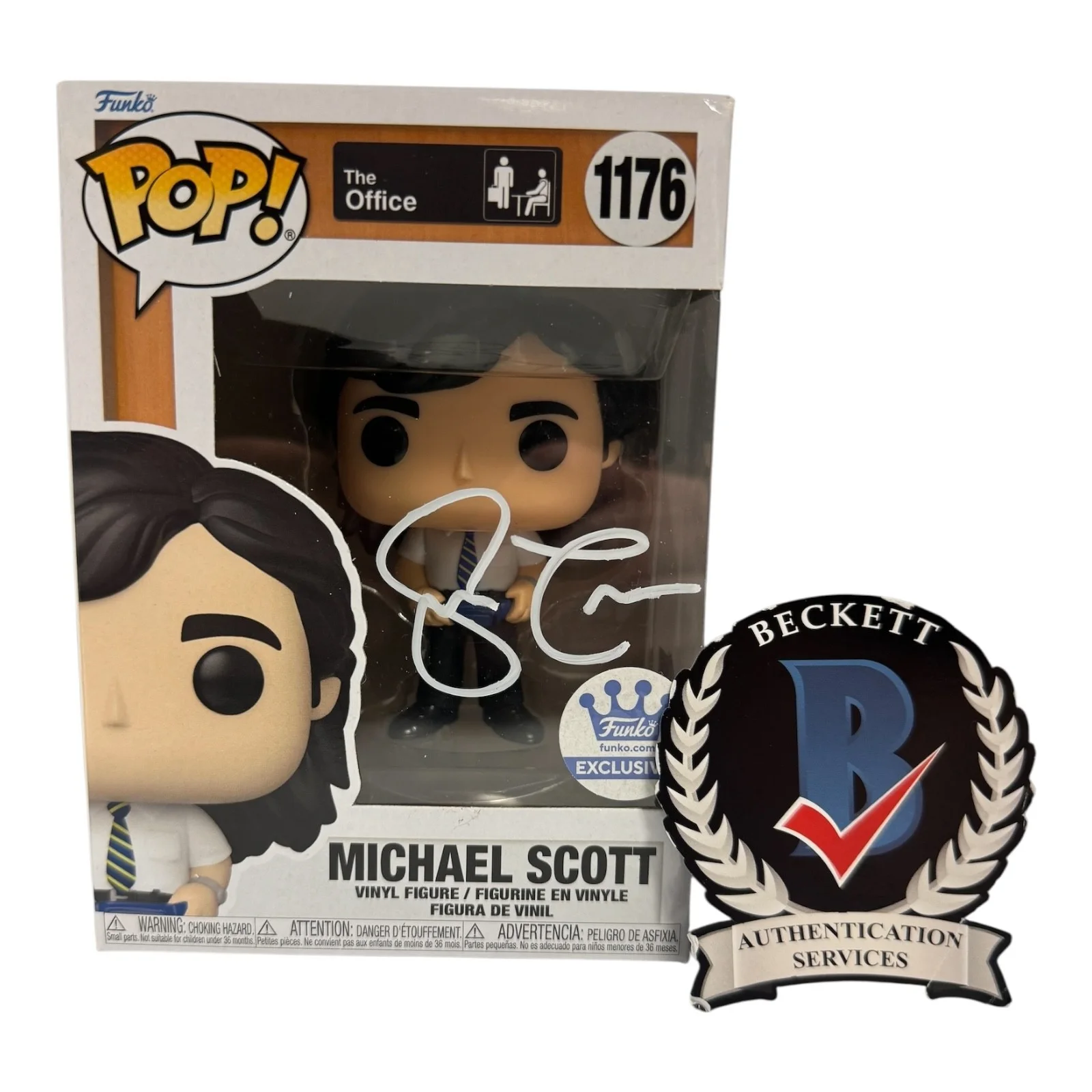 STEVE CARELL — Steve Carell Signed Autograph The Office Funko Pop 1176 Beckett Michael Scott