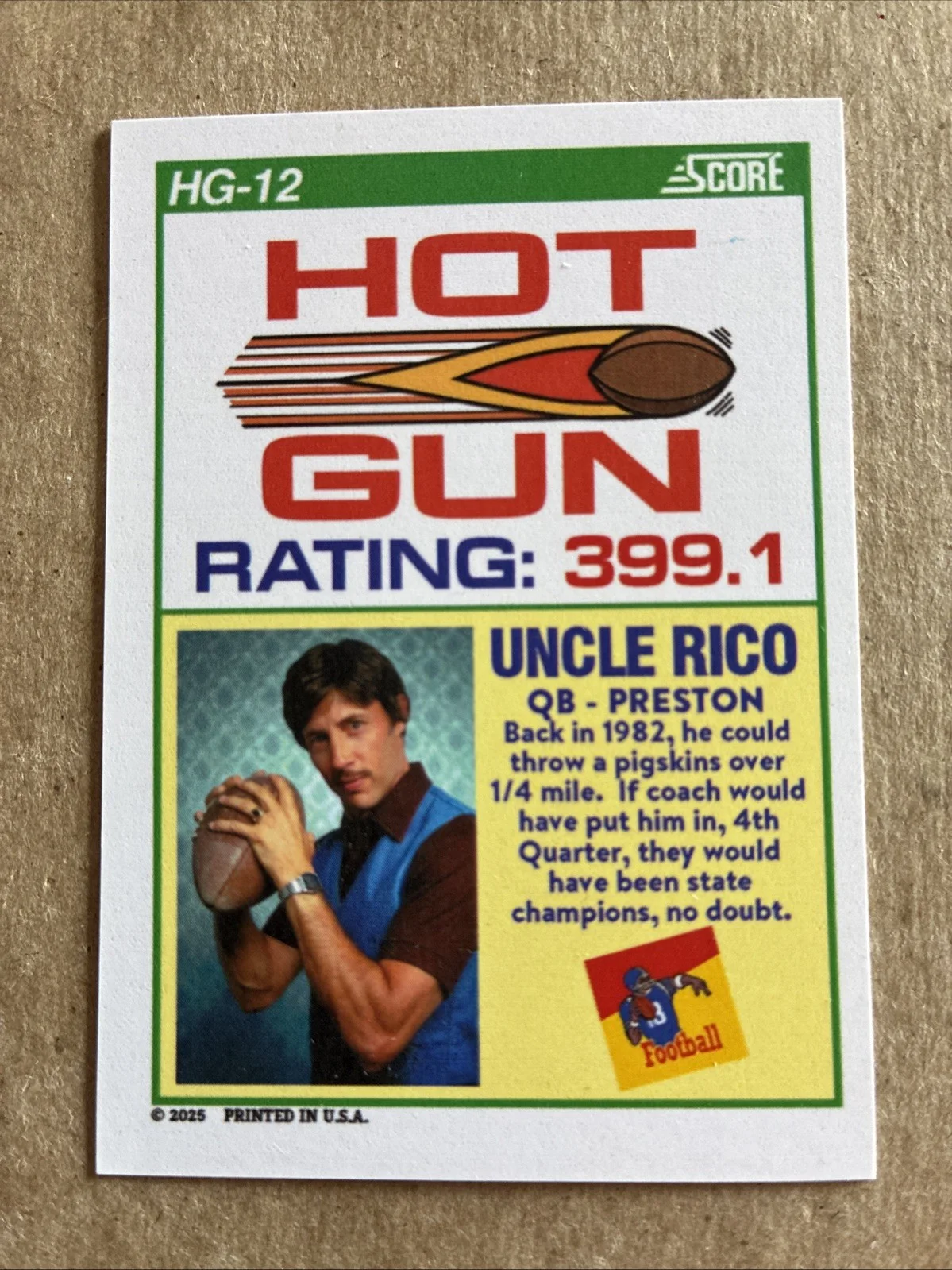 Jon Gries “Uncle Rico” Hand Signed Custom Card Napoleon Dynamite Card -To Robert, image 2