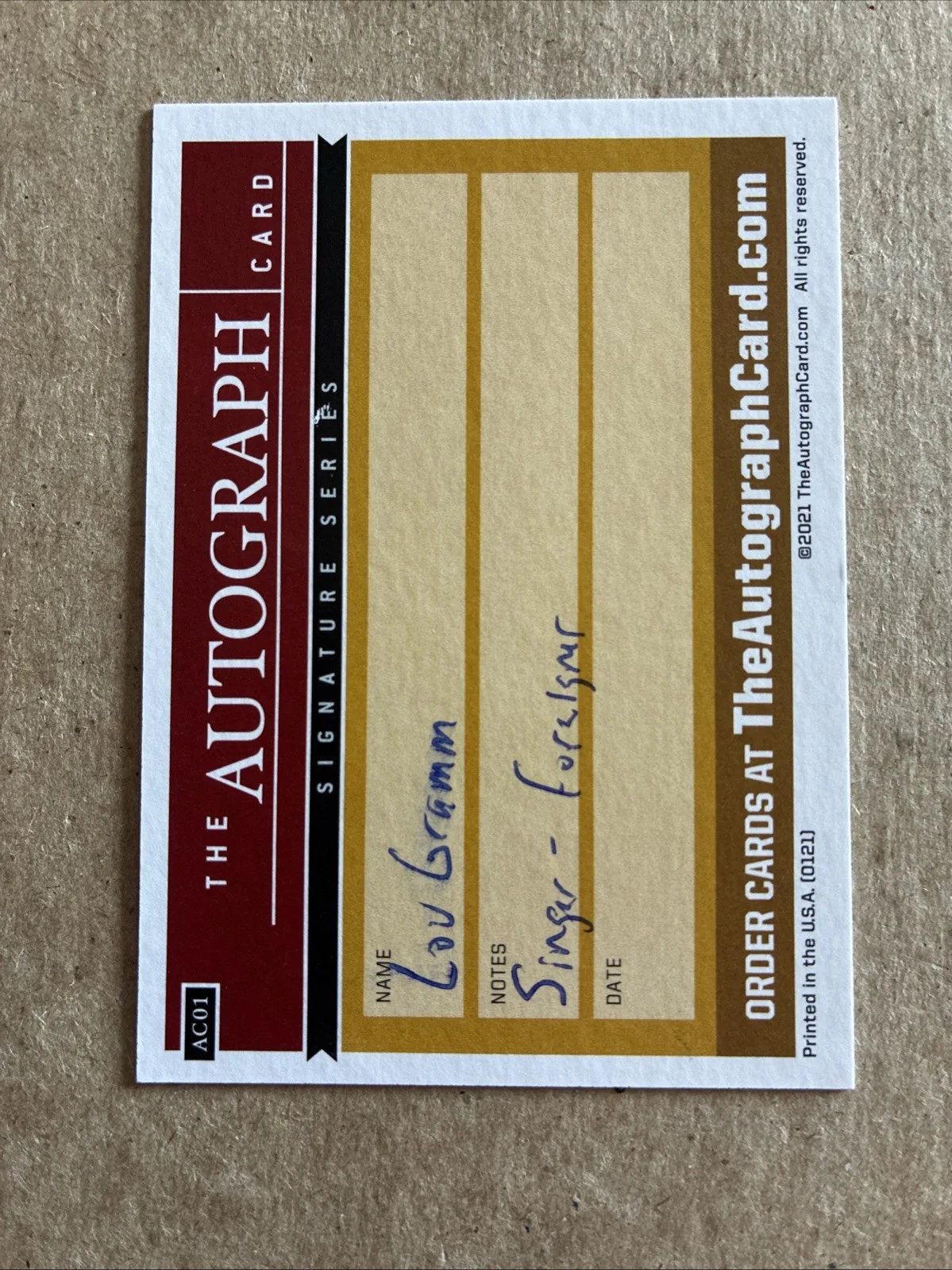LOU GRAMM LEAD SINGER OF FOREIGNER AUTOGRAPHED SIGNED CARD -TO: ROBERT, изображение 2