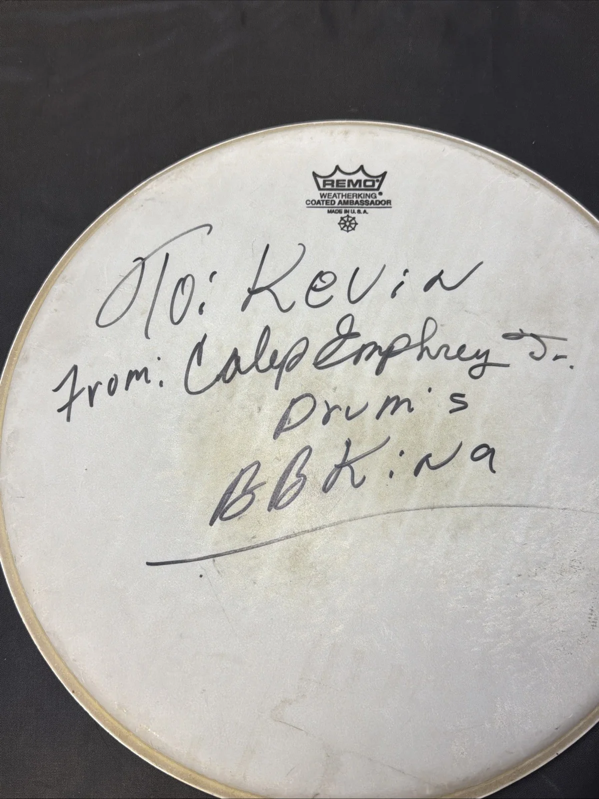 BB King Drum Head Cover Signed By Drummer Calep Emphrey Jr., image 2