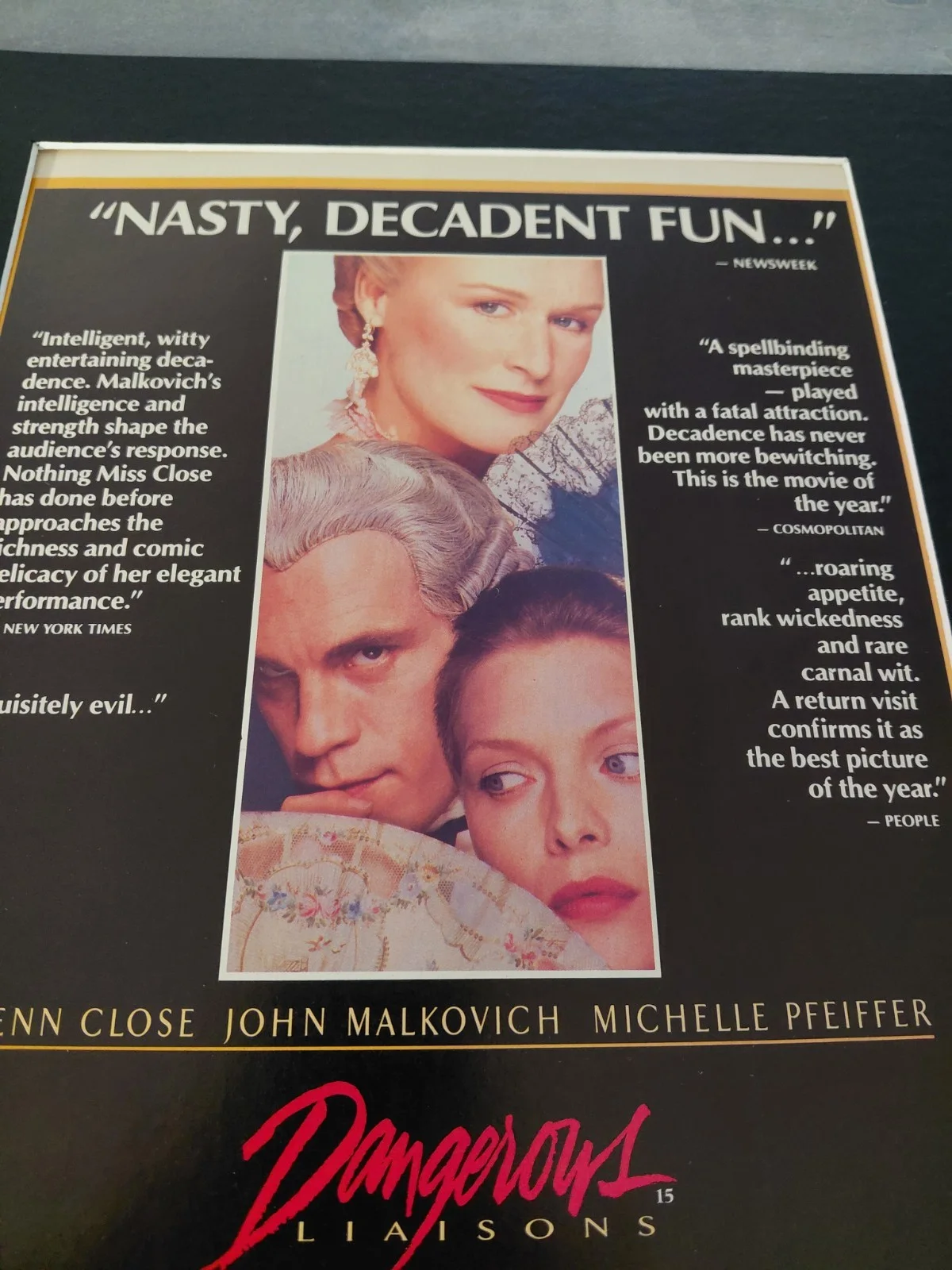 Dangerous Liaisons Movie Poster Original Movie Advert Mounted 14x11", изображение 2