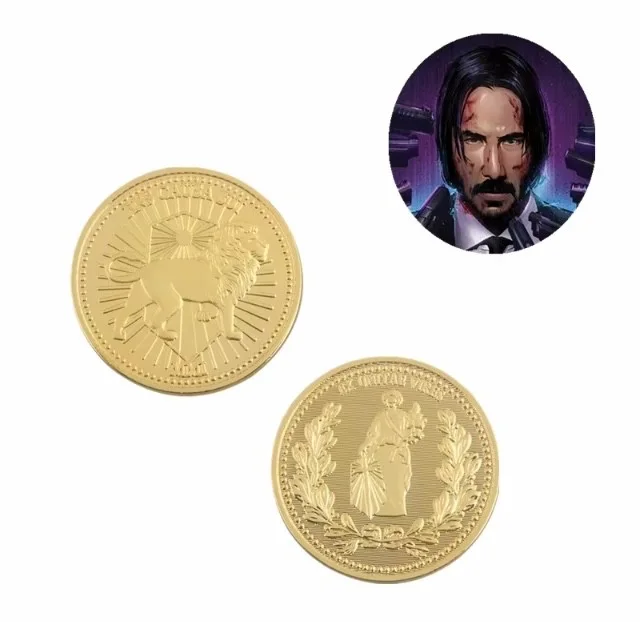 Movie film John Wick Gold Plated Hotel Coin New in plastic case, изображение 4