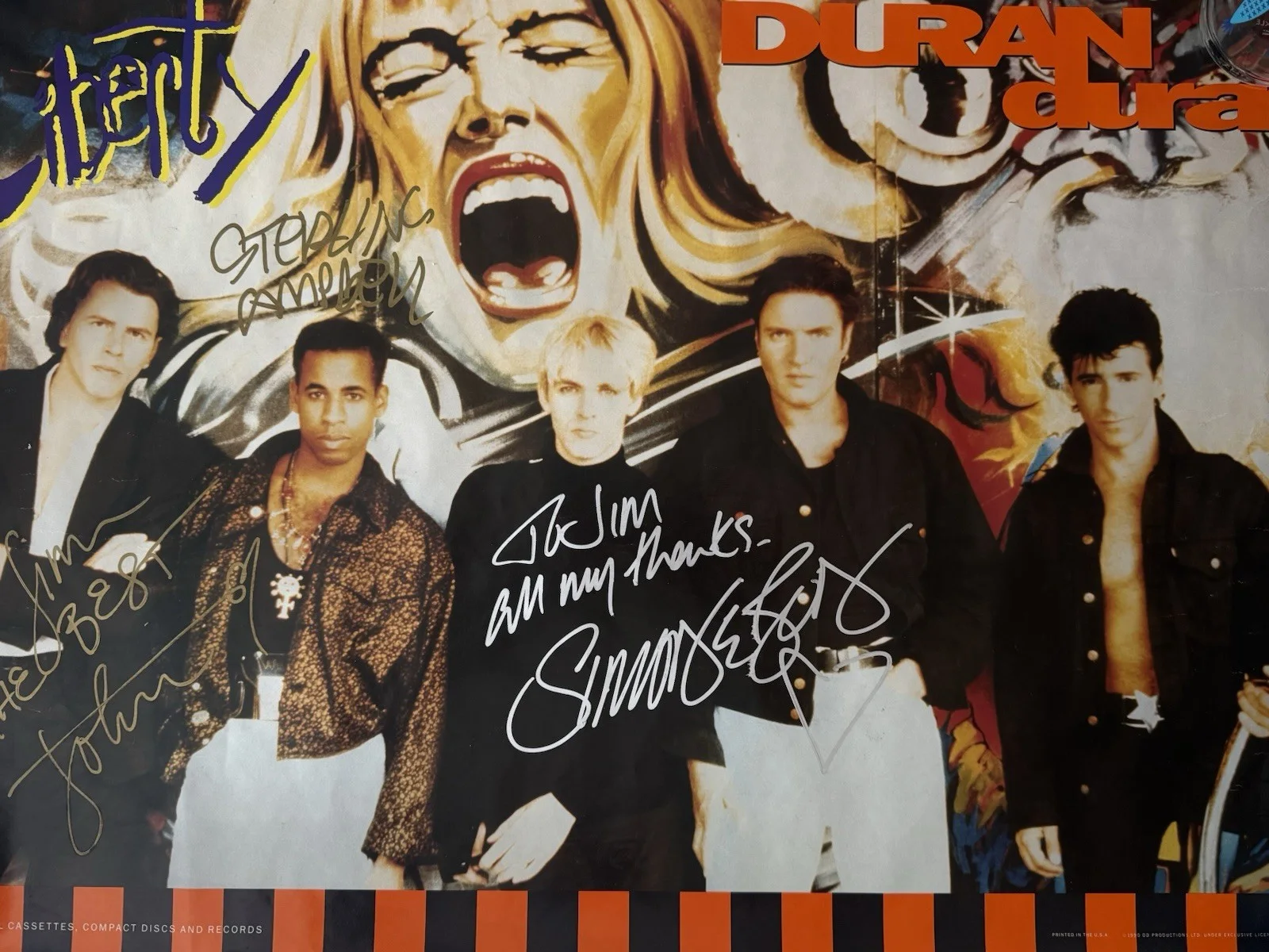 Duran Duran Liberty Original Autographed Music Poster Signed by Band Members, image 2