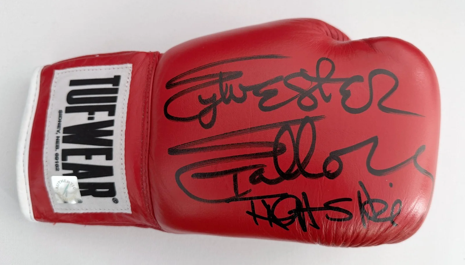Sylvester Stallone — Sylvester Stallone & Talia Shire Autographed ROCKY Red Tuf Wear Glove ASI Proof