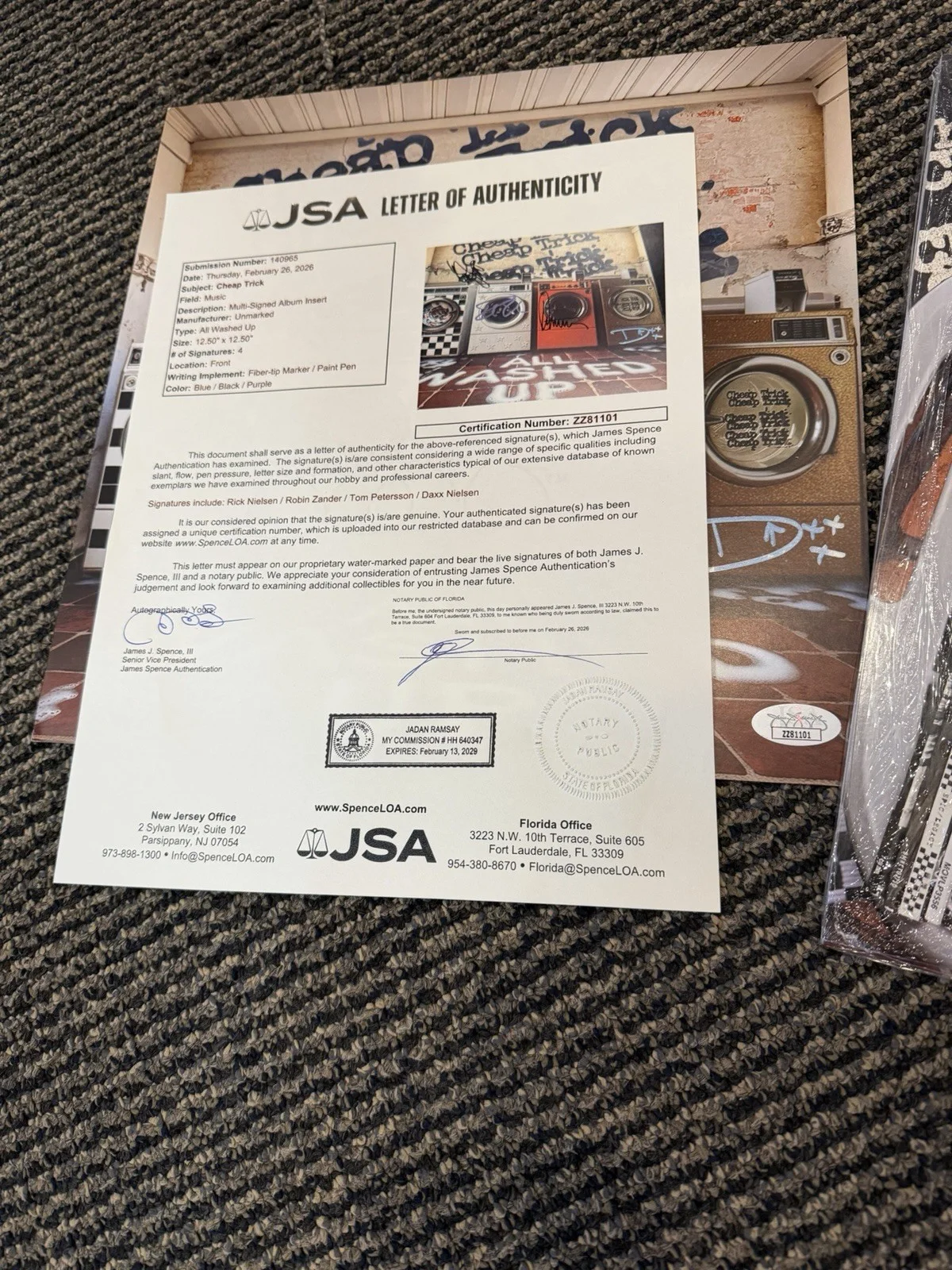 Cheap Trick Band Signed Autographed "All Washed Up" Vinyl Record & Insert W/ JSA, image 5