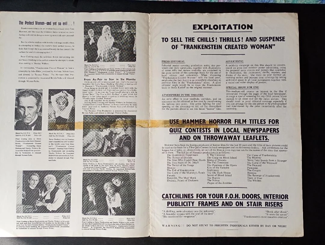 FRANKENSTEIN CREATED WOMAN pressbook, image 2