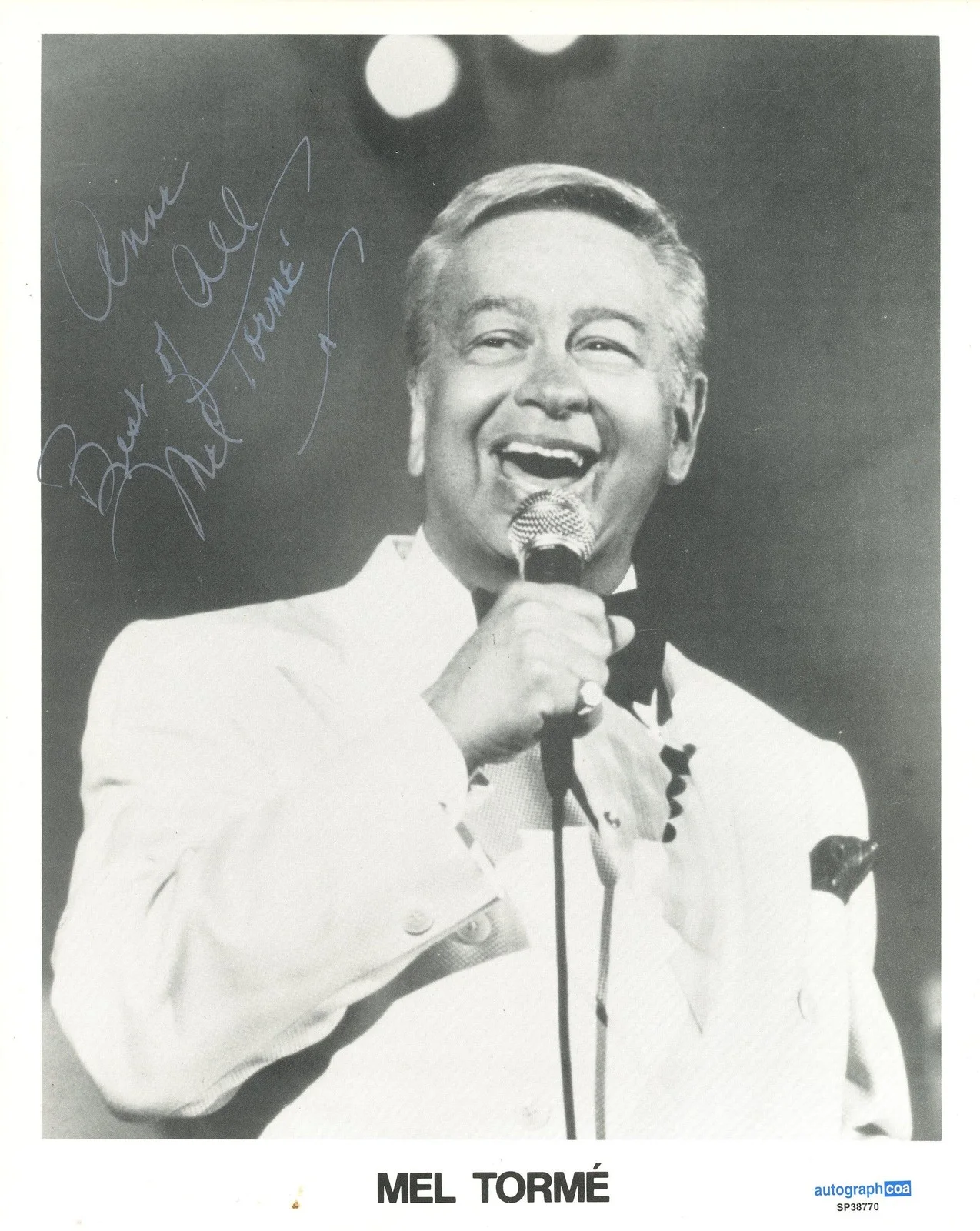 Mel Tormé — Mel Tormé "The Velvet Fog" Singer AUTOGRAPH Signed 8x10 Photo 'To Anne' ACOA, изображение 2