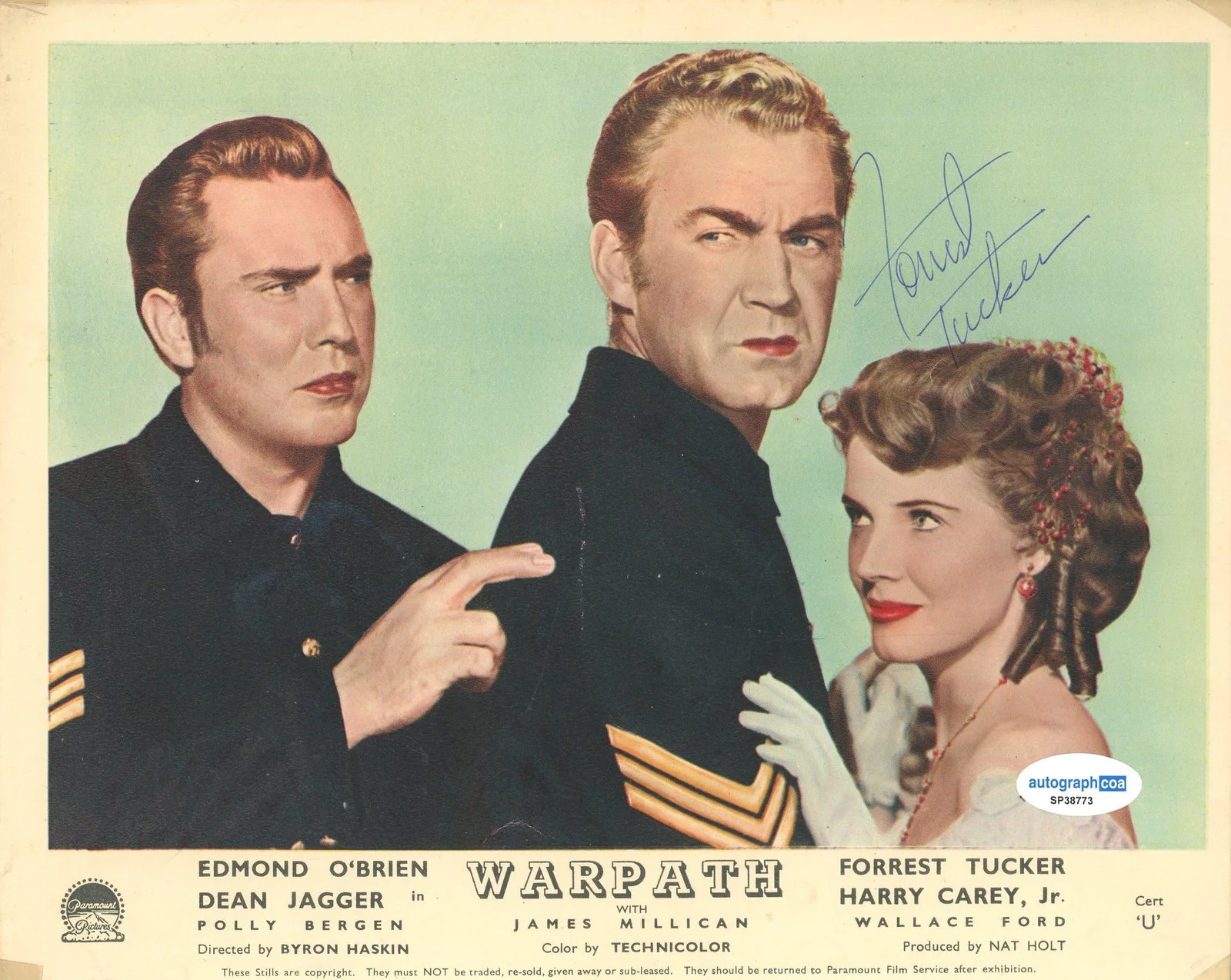 Forrest Tucker — Forrest Tucker "Warpath" AUTOGRAPH Signed 'Sgt. O'Hara' 8x10 Photo ACOA, image 2