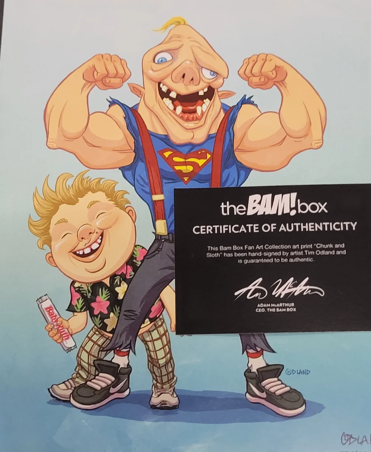 The Goonies Sloth & Chunk Signed Art Print Tim Odland BAM Box COA Limited, image 2