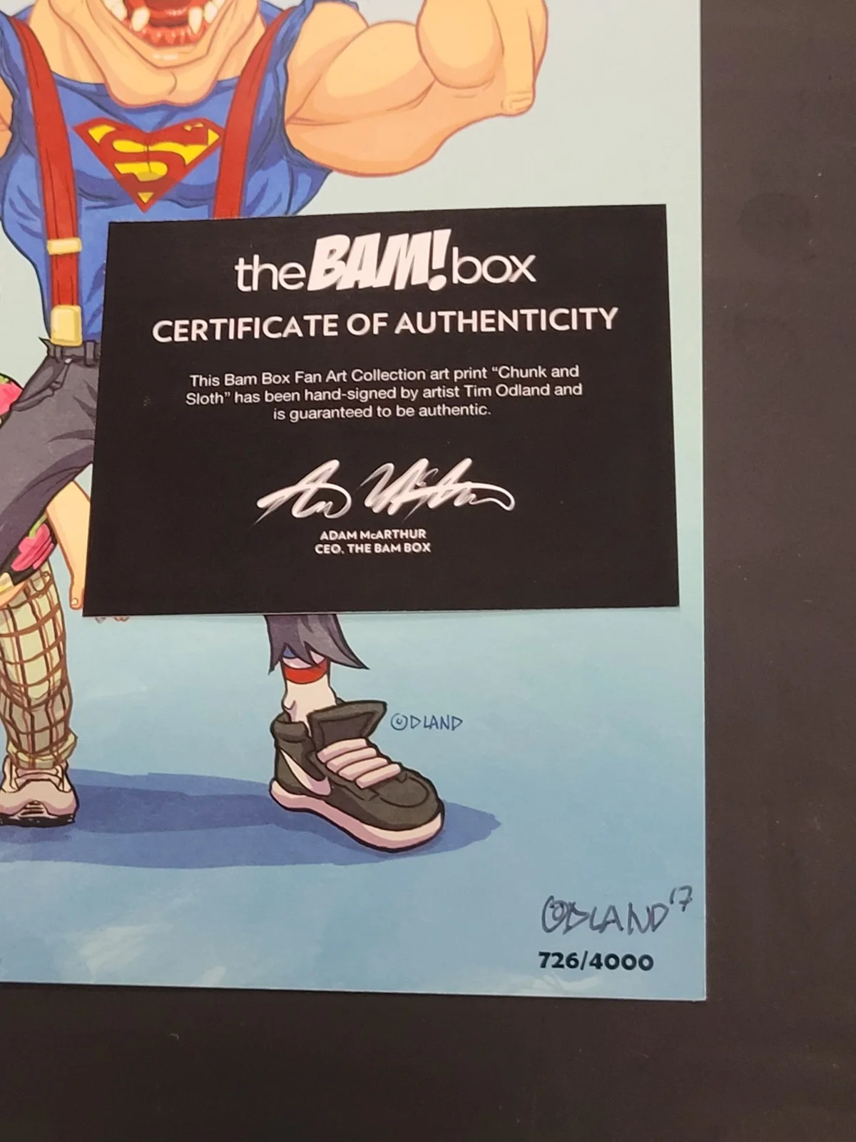 The Goonies Sloth & Chunk Signed Art Print Tim Odland BAM Box COA Limited, image 4