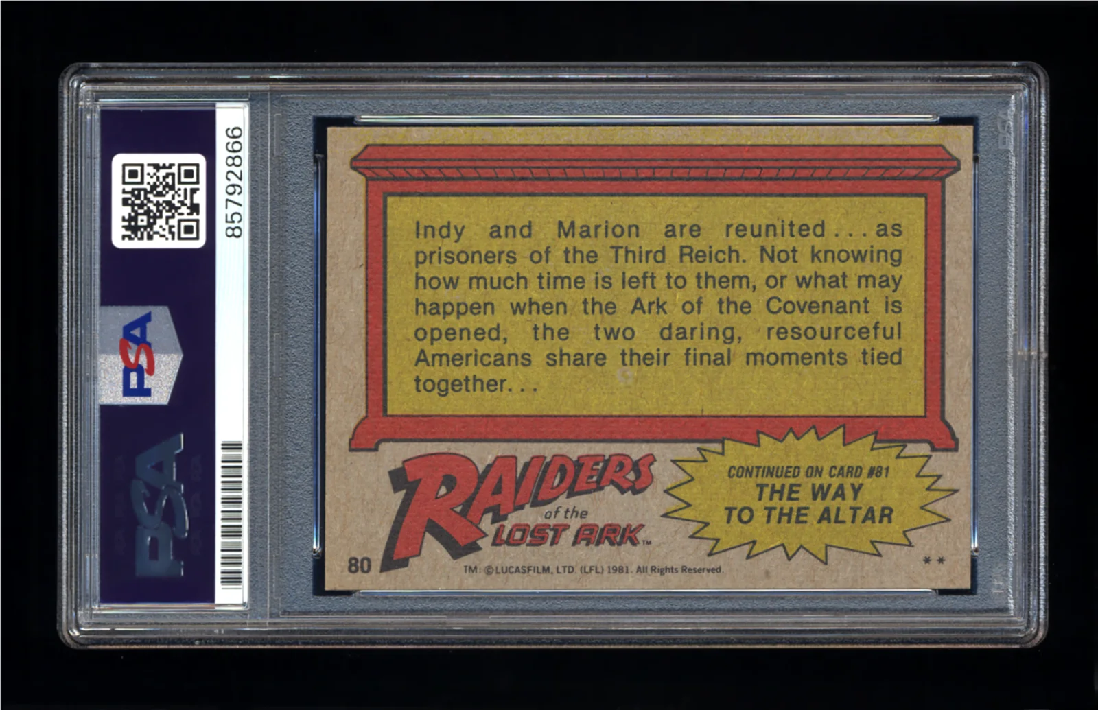 Karen Allen — KAREN ALLEN SIGNED 1981 TOPPS RAIDERS OF THE LOST ARK CARD PSA/DNA AUTOGRAPHED, изображение 2