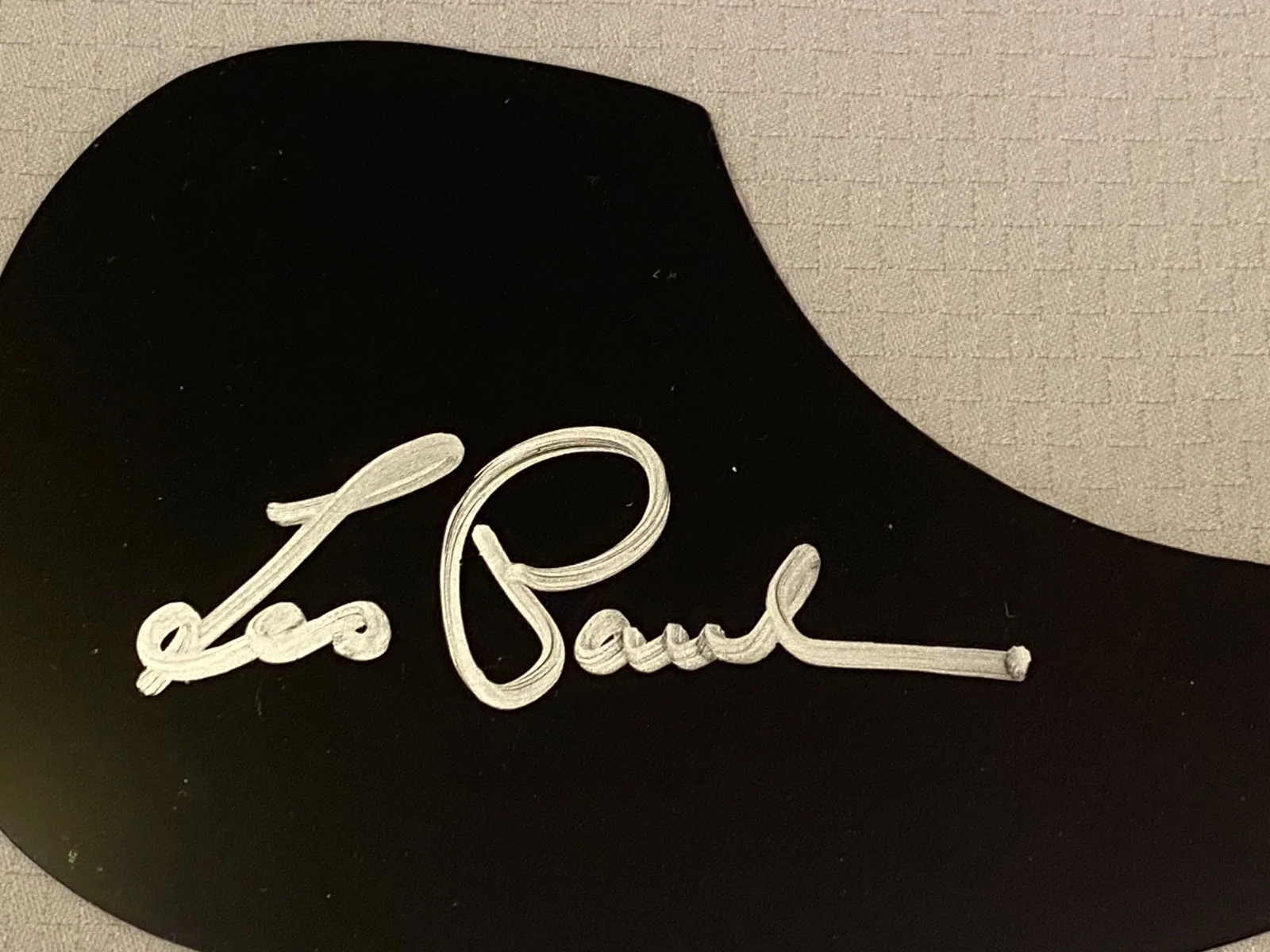 Les Paul Autographed Auto Signed Acoustic Guitar Pickguard Music PSA DNA Black, image 2