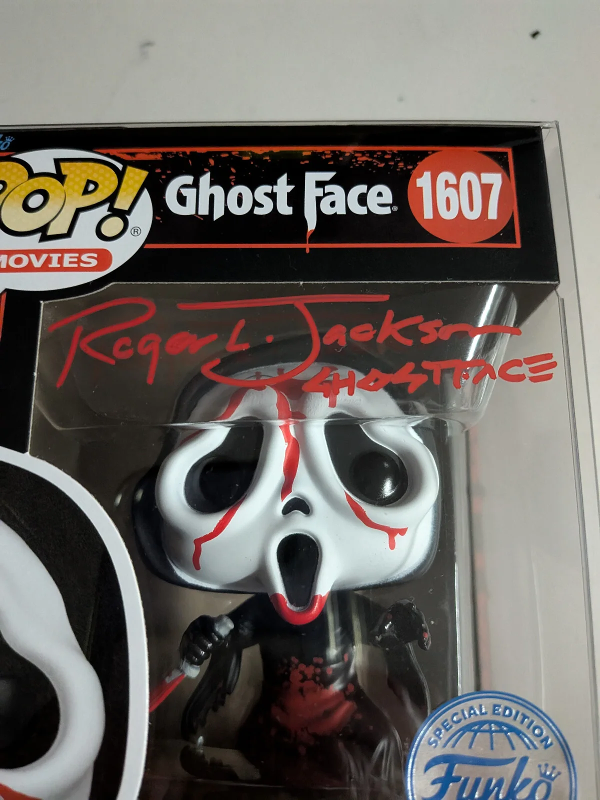 Roger Jackson — Roger JACKSON Signed Scream FUNKO POP Figure Bloody Ghostface Special Ed JSA COA, изображение 2