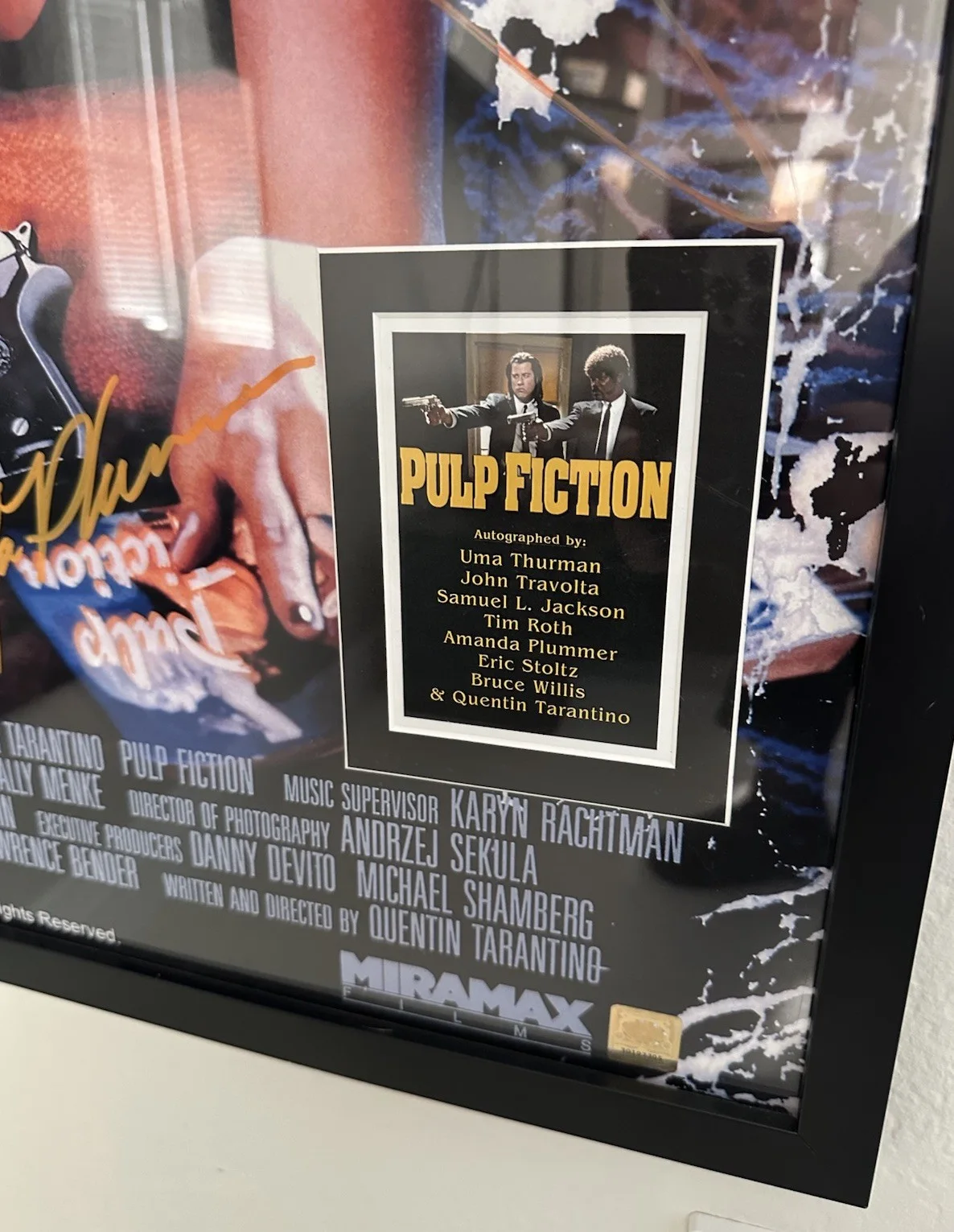 Tarentino Thurman Jackson Cast — “Pulp Fiction” SALE 24" x 36" Movie Poster COA Cast SIGN +Tarentino RARE CLASSIC, изображение 5
