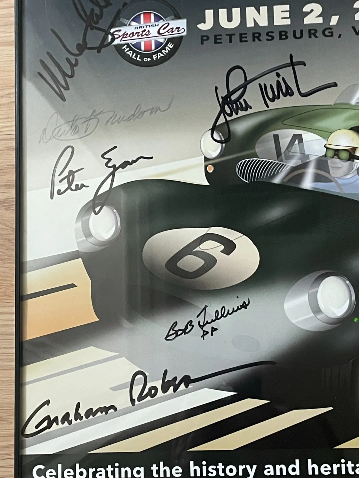 '17 British Sports Car HOF Poster Signed By 7/Bob Tullius/Mike Dale/Dick Knudson, изображение 2