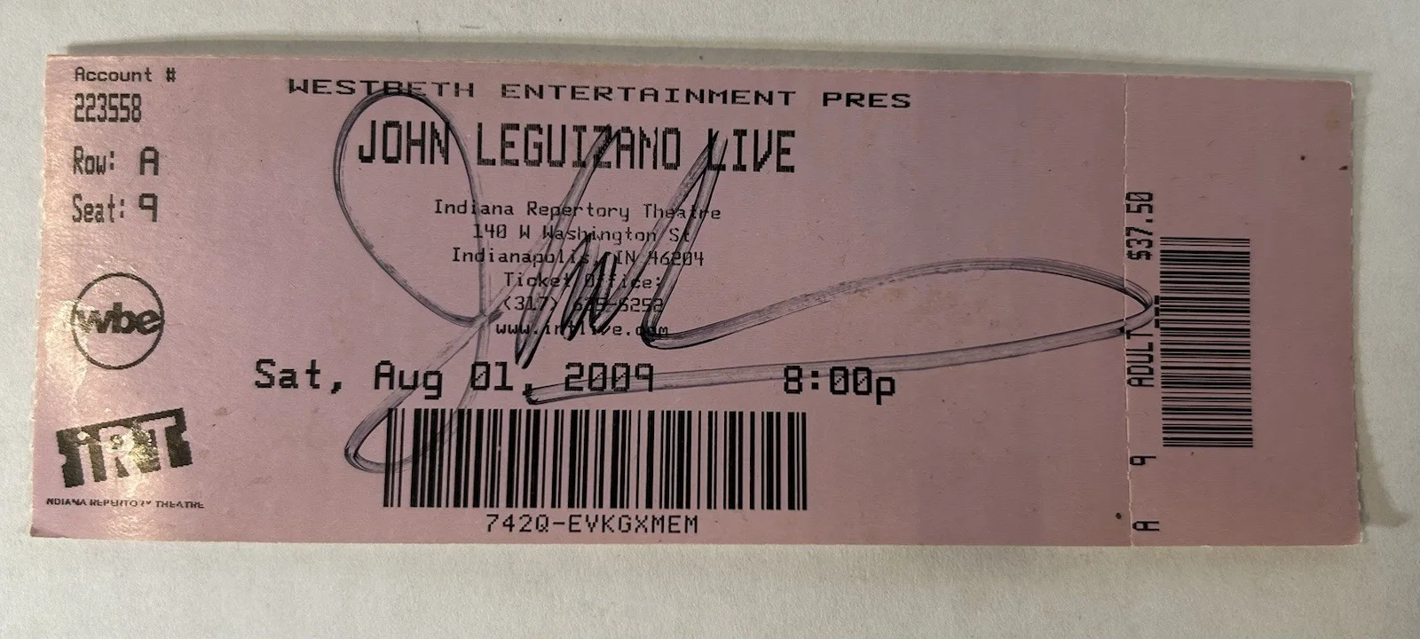 John Leguizamo — JOHN LEGUIZAMO SIGNED CONCERT TICKET AUTOGRAPHED ACTOR COLOMBIA