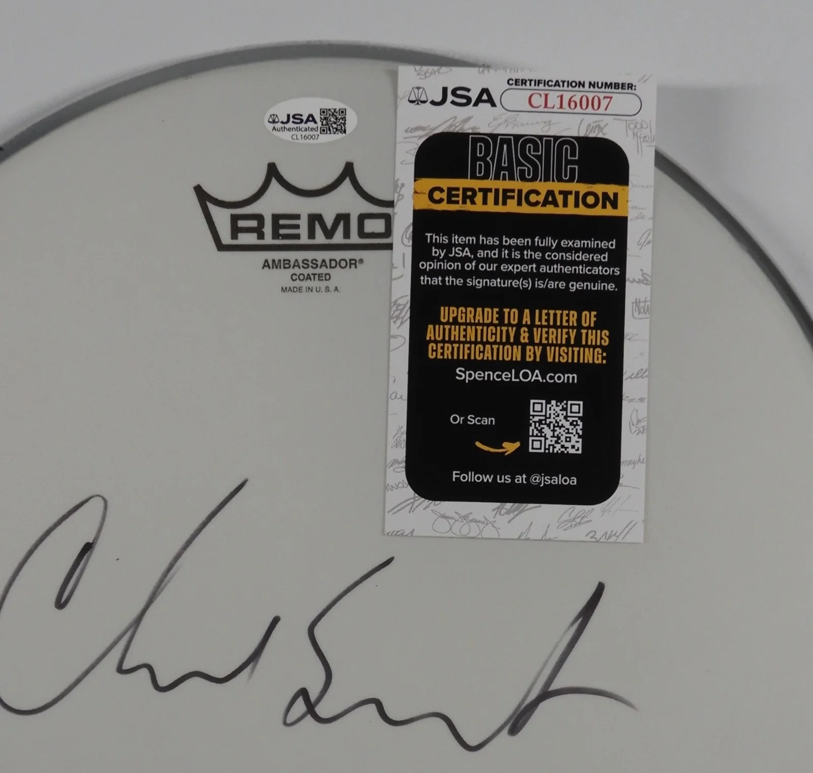 Chad Smith Red Hot Chili Peppers JSA Autograph Signed Drum Head 12", image 3