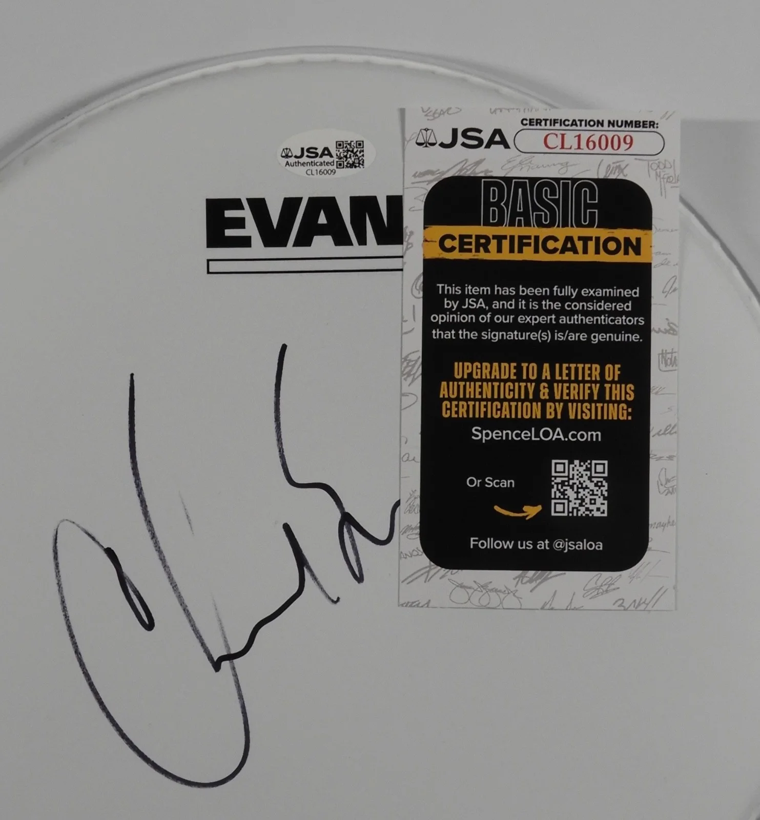 Chad Smith Red Hot Chili Peppers JSA Autograph Signed Drum Head 10", image 3