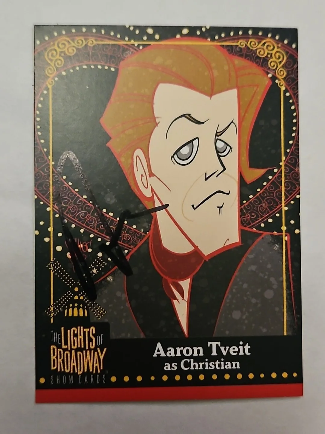 Nicholas Christopher — Aaron Tveit Moulin Rouge Lights Of Broadway Card Signed By Aaron Tveit