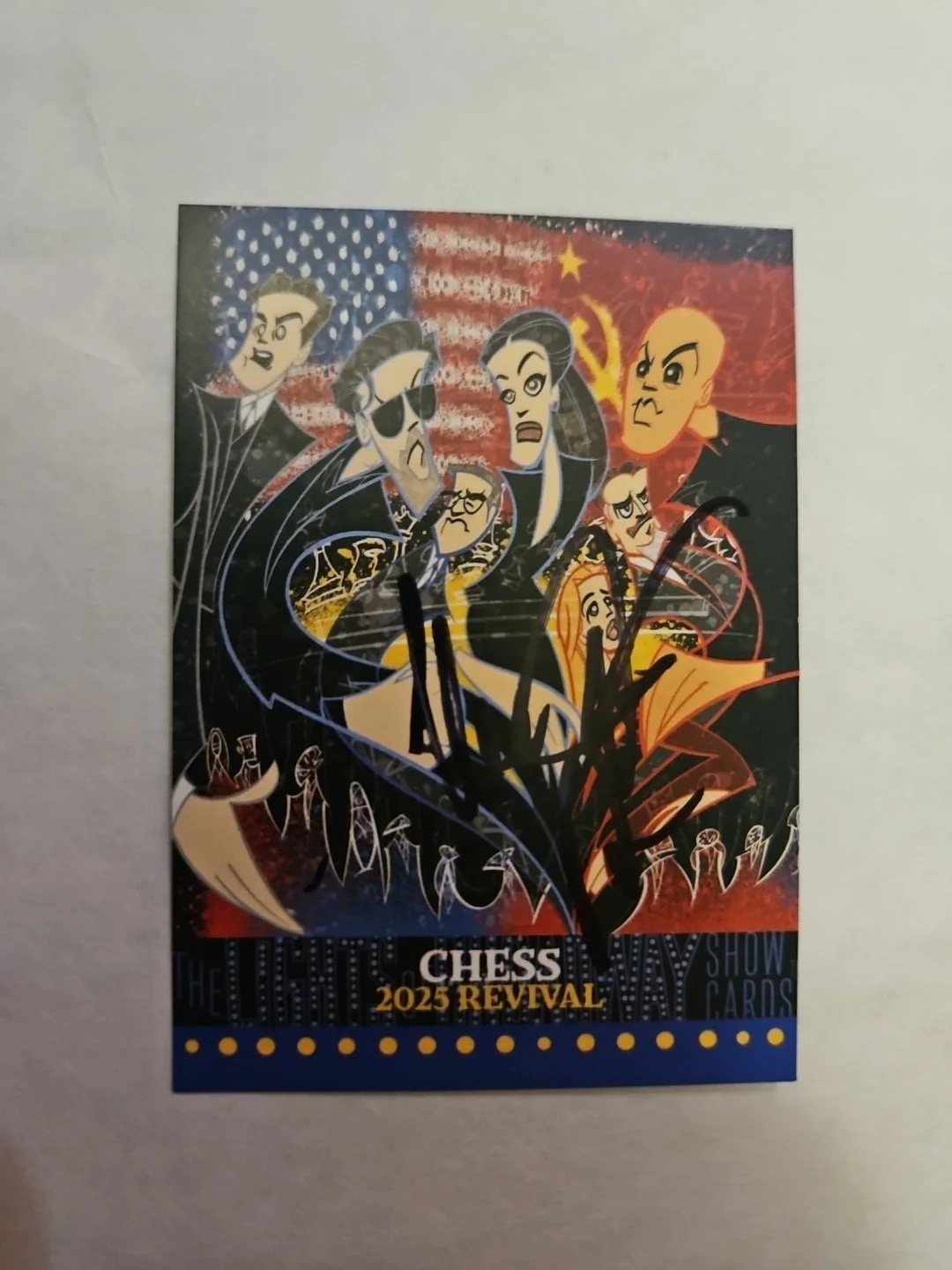 Aaron Tveit, Nicholas Christopher — Chess Lights Of Broadway Card Signed By Aaron Tveit, Nicholas Christopher