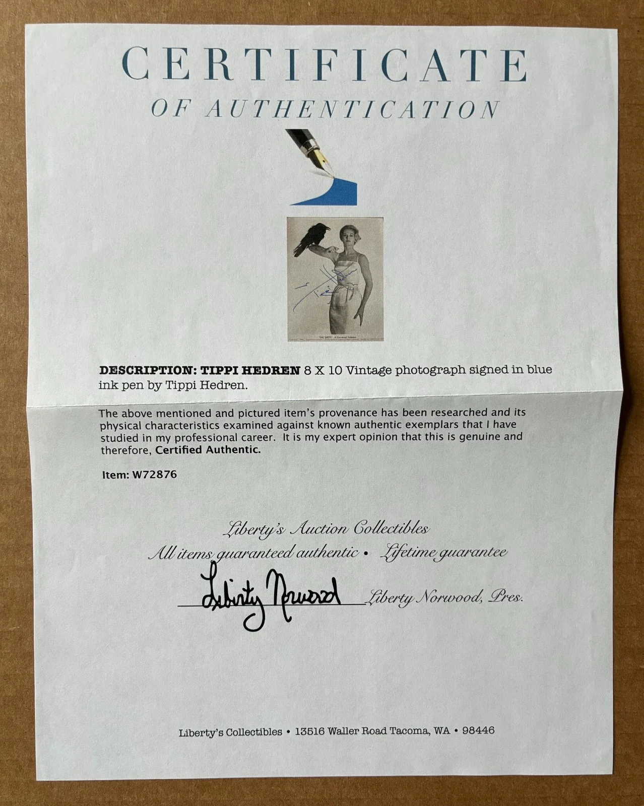 Tippi Hendren — TIPPI HEDREN Signed 8x10 Photo "The Birds" Authentic Autograph Hitchcock COA, image 2