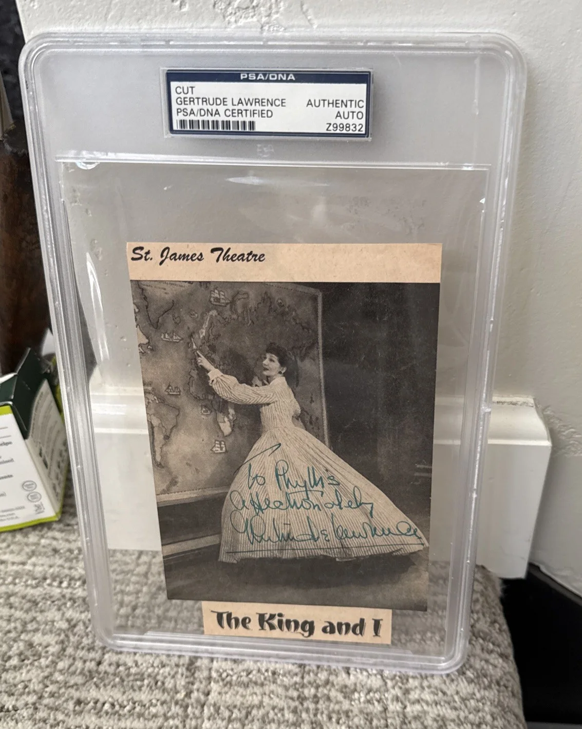 Gertrude Lawrence Signed PSA COA SLAB Slabbed The King I Broadway St. James, image 2