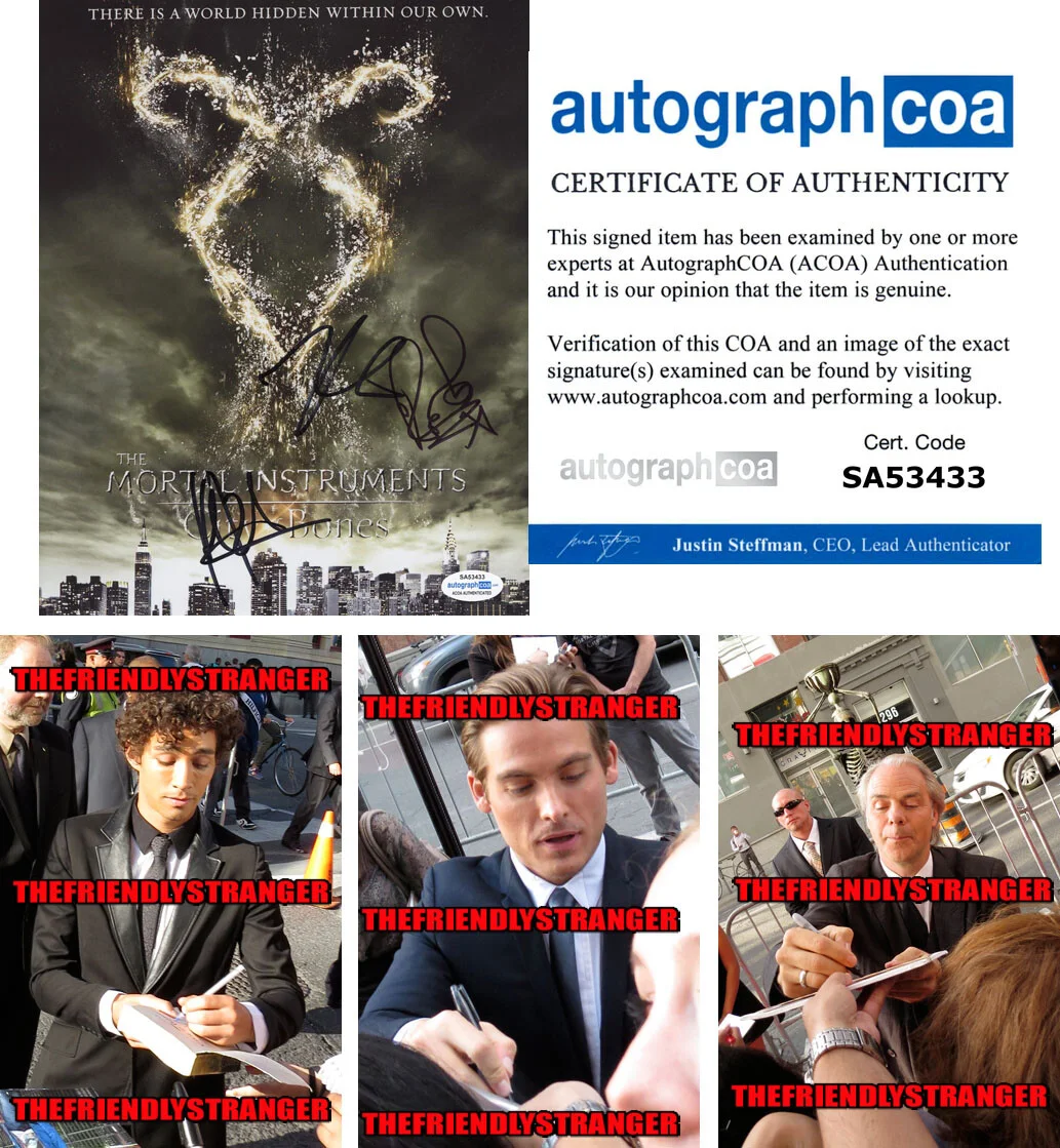 ROBERT SHEEHAN, KEVIN ZEGERS, HARALD ZWART — Robert Sheehan& Kevin Zegers signed "MORTAL INSTRUMENTS" 8x10 Photo PROOF c ACOA