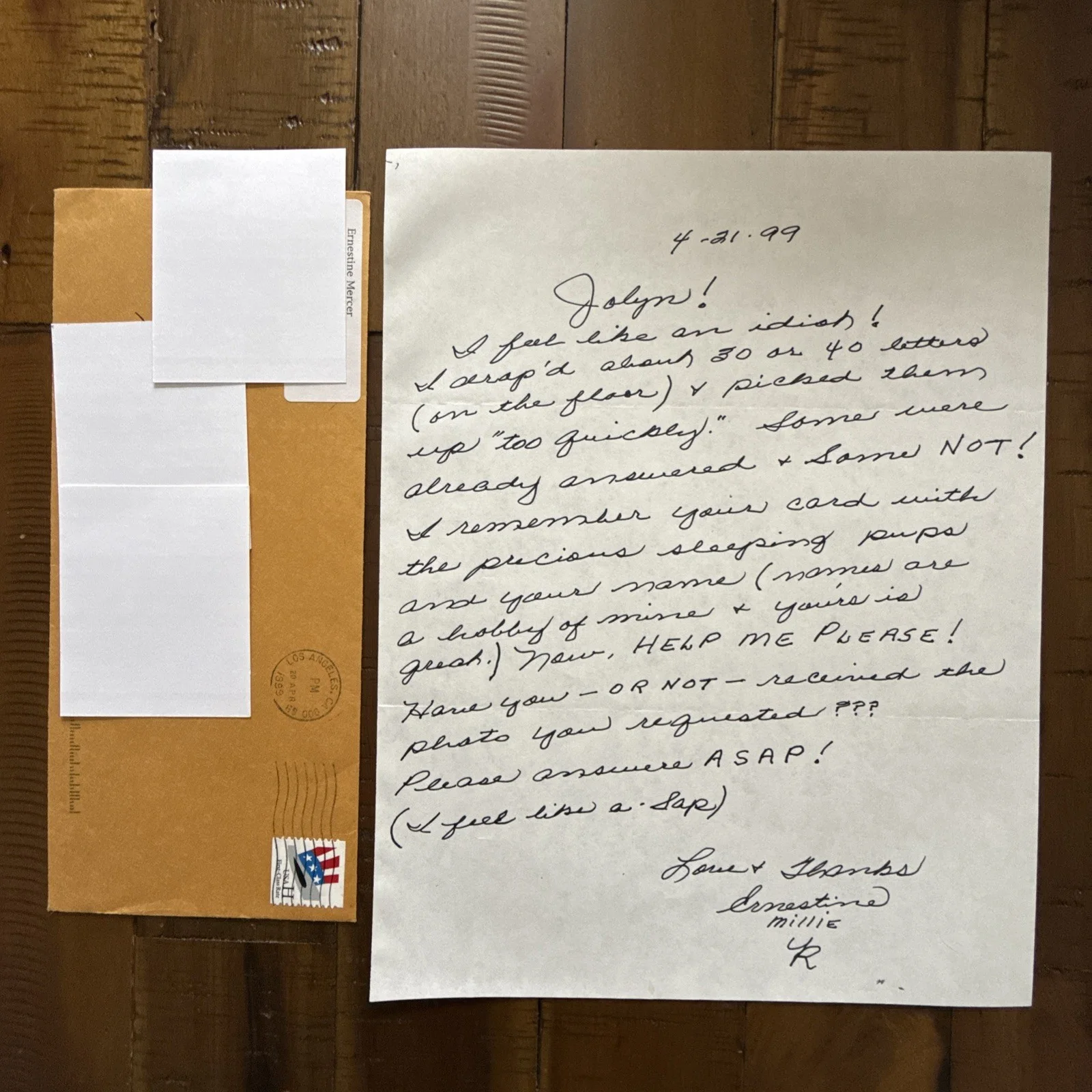 Ernestine Mercer — ERNESTINE MERCER "Millie" The Young & Restless Signed Autographed letters Casper, изображение 2